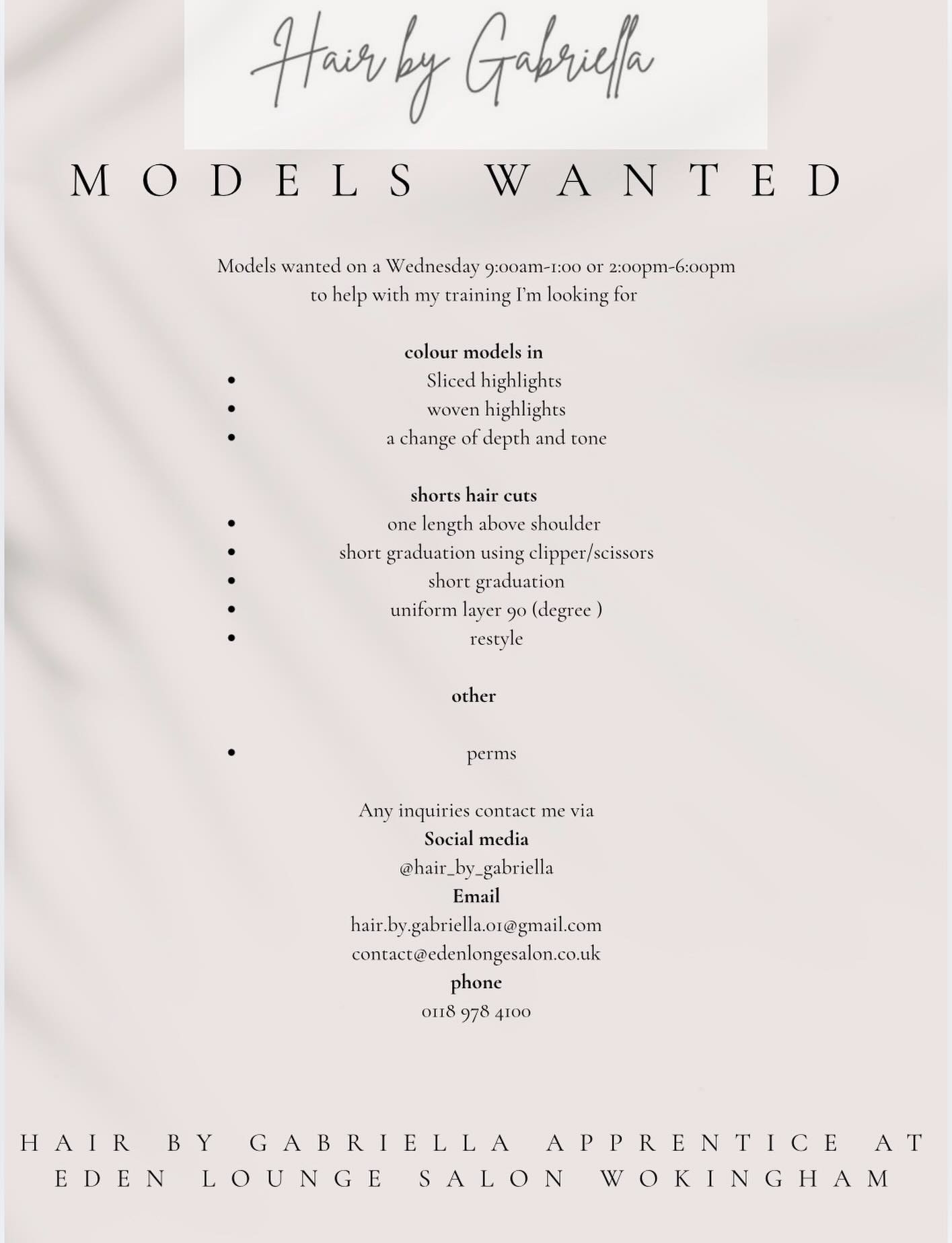 Models wanted at a discount price don’t miss out