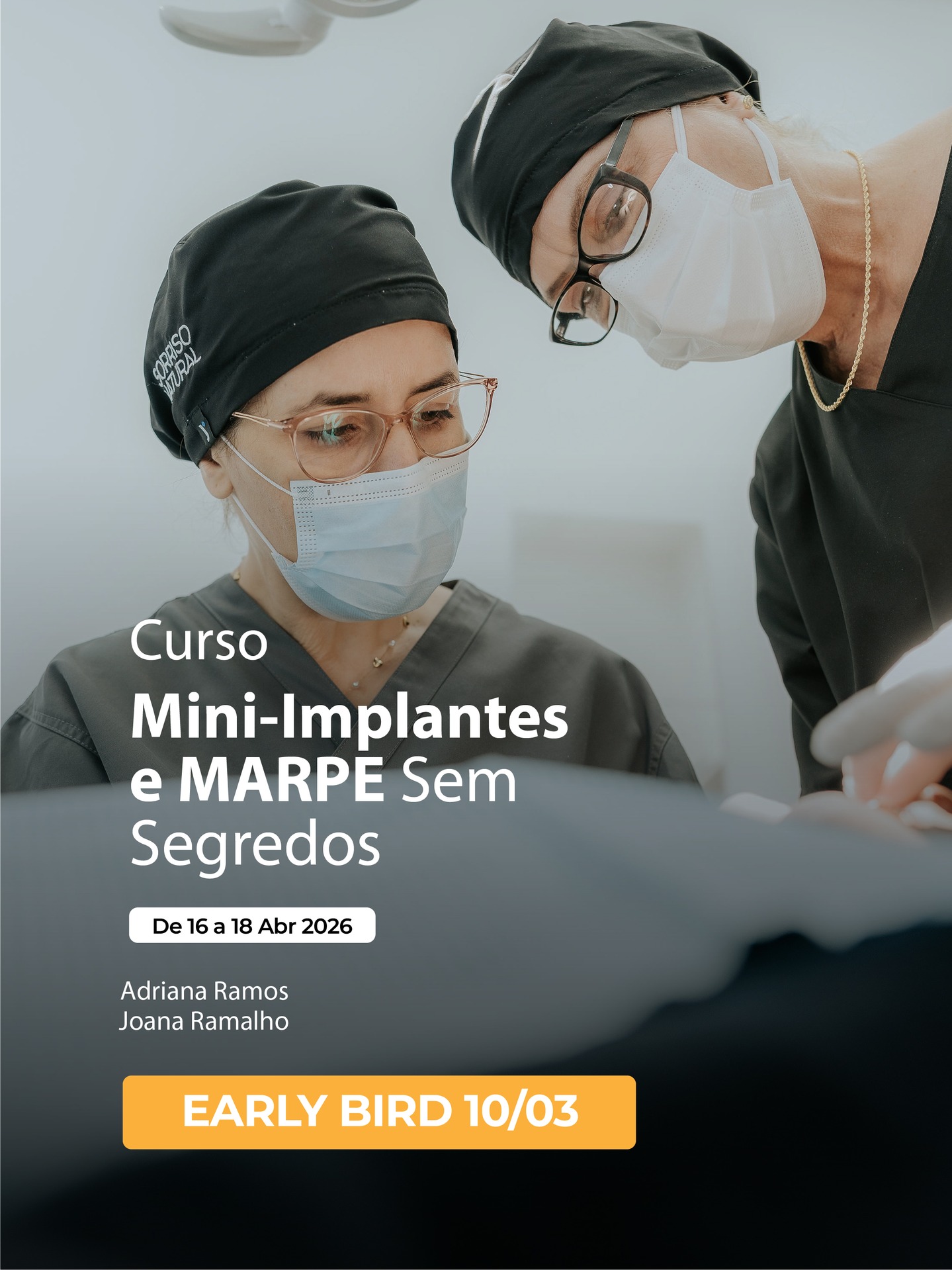 ⏳ Últimas semanas de Early Bird
O valor especial de inscrição para o Curso Mini-implantes e MARPE Sem Segredos está a terminar — e esta é a melhor oportunidade para garantires o teu lugar com condições exclusivas.
Se queres dominar a ancoragem esquelética com segurança, aplicar MARPE com critério clínico e tratar casos complexos com mais controlo e previsibilidade, este é o momento certo para agir.
Depois do prazo, o valor atual deixa de estar disponível.
📍 16 a 18 de abril
🦷 Formação intensiva, prática e altamente aplicável
👉 Inscreve-te através do link na bio e aproveita o valor Early Bird antes que termine.