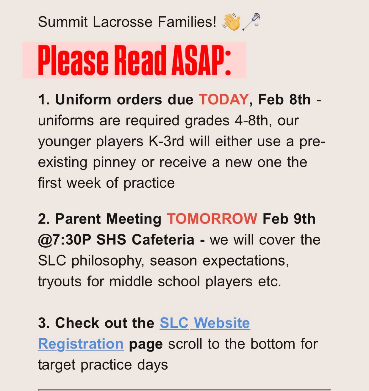 🔗 to Registration site and the Uniform shop are in Bio!