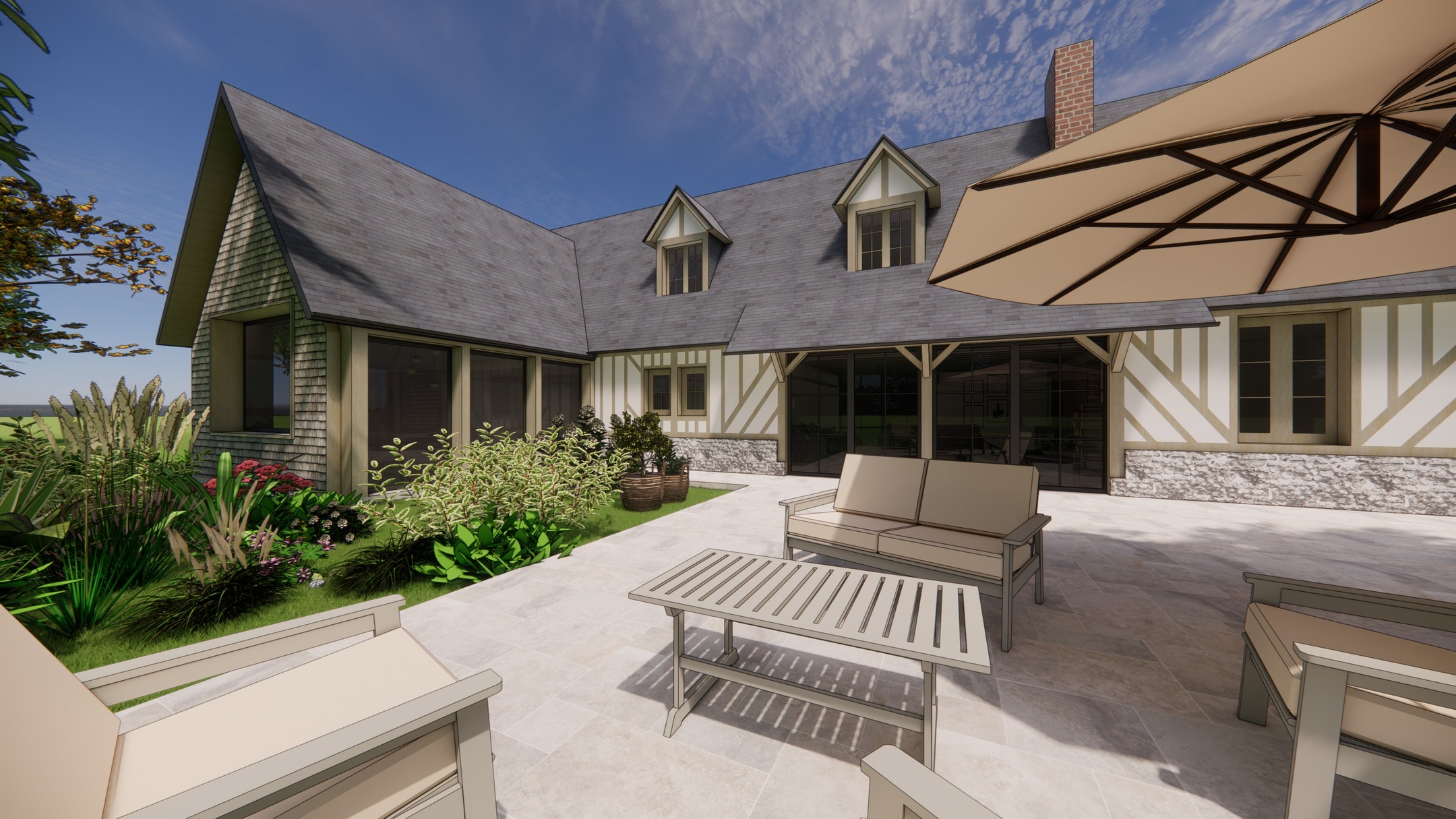 Chez FLOW nous apprécions particulièrement travailler sur les projets qui mêlent la rénovation, l'ancien et une architecture plus contemporaine tout en conservant des matériaux traditionnels et typiques de la région.
Pour cette esquisse, les clients semblent avoir apprécié aussi 😊