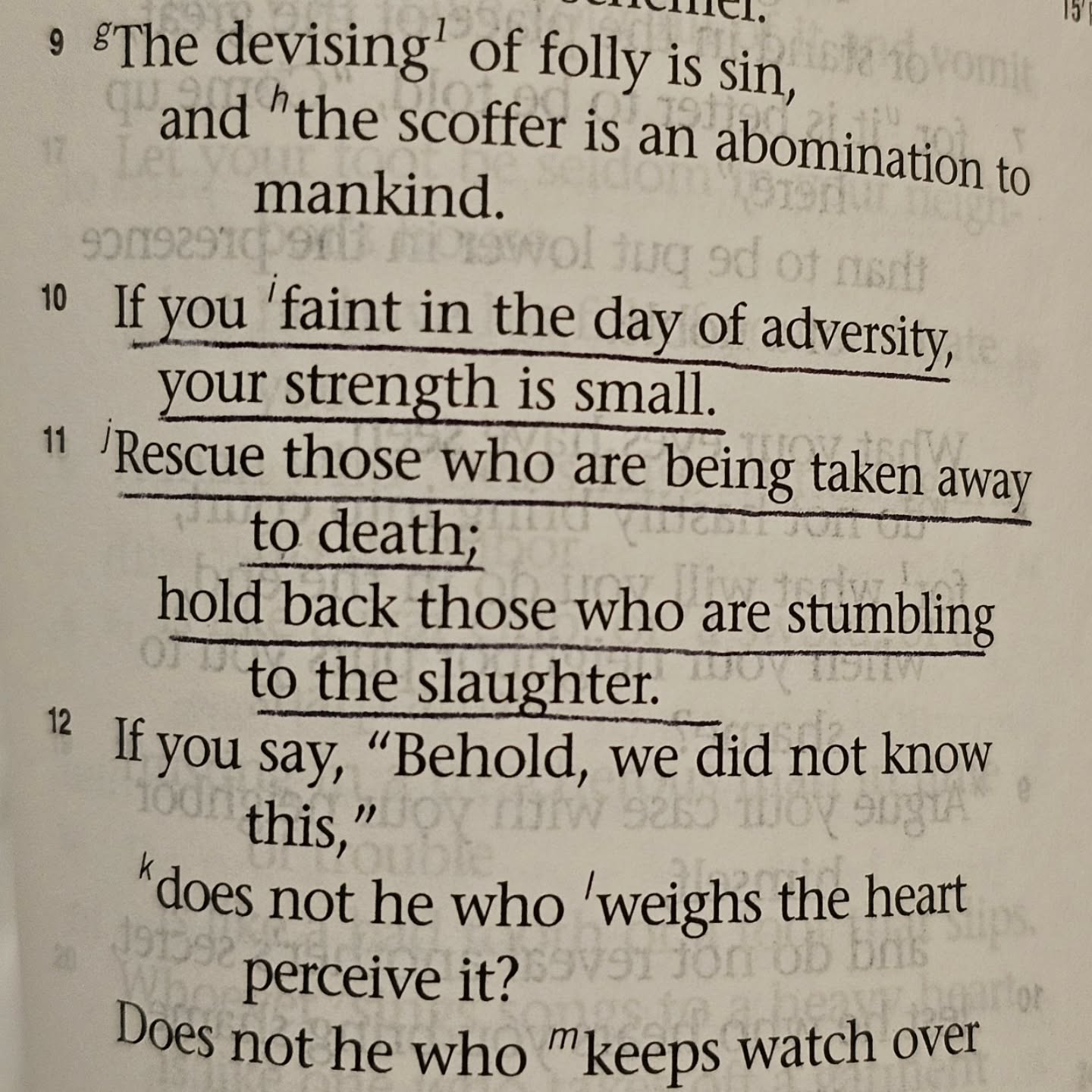 There is no excuse. Christians fight for victims and they fight for the lost. If in my apathy and complacency, I have done little to none of either, I should ask myself why. Then depending on the answer, ask "who do I really serve?"