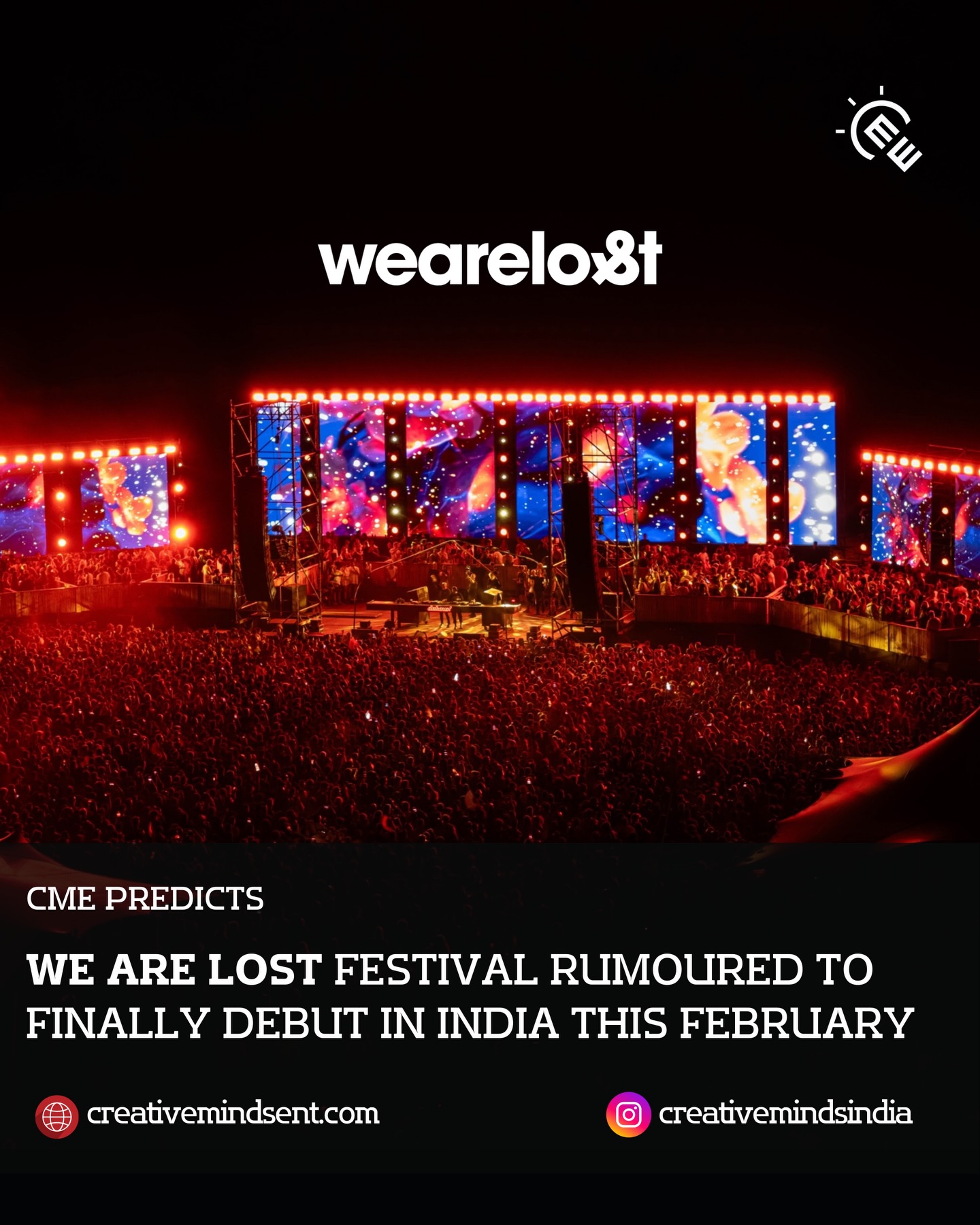 #CMEPredicts
We Are Lost festival rumoured to finally land up in India this February!!
We can’t wait for the official announcement ✨ #CMEPredicts
We Are Lost festival rumoured to finally land up in India this February!!
We can’t wait for the official announcement ✨