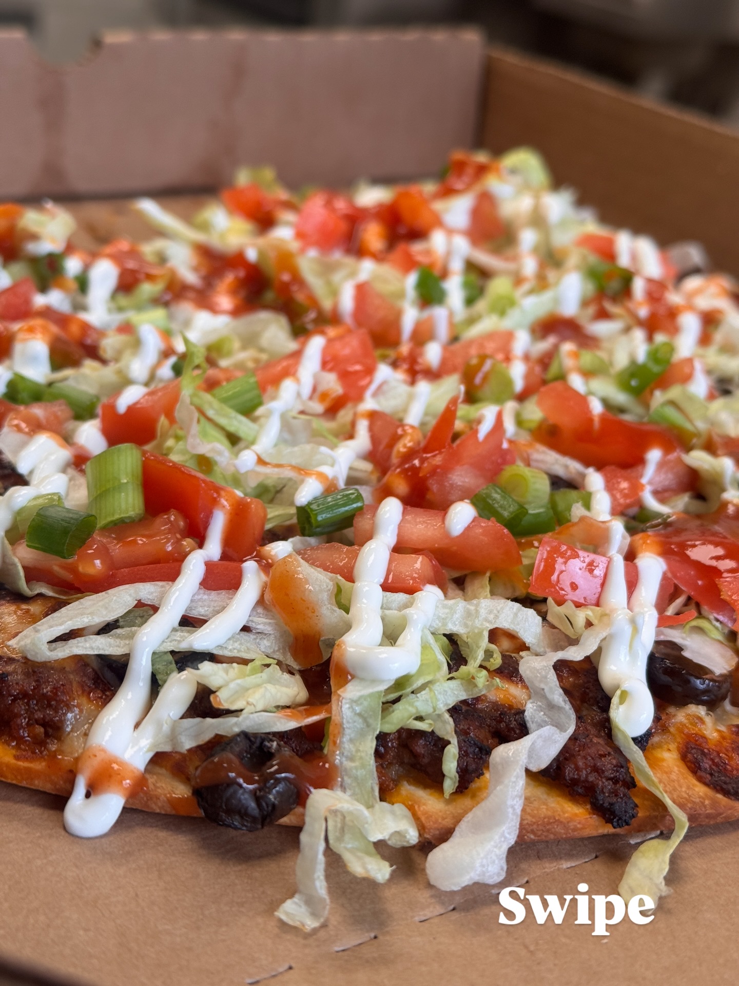 In true Riley’s fashion we advertised this but never made it before 😆.
And yes, there are pieces missing and we thought we’d add more taco sauce on top after we tried it, but pics were taken and we’ve got drink specials to drink 🤣
🌮 PIZZA Special Today at Social House! Ground Beef, Ortega taco sauce, mozz, black olives, lettuce, tomato, sour cream. Tastes like the tacos you grew up on 😊
Pro tip: Add Jalapenos
Check out our story for our game day specials today!
#mkefoodies #milwaukeefoodie #tacopizza