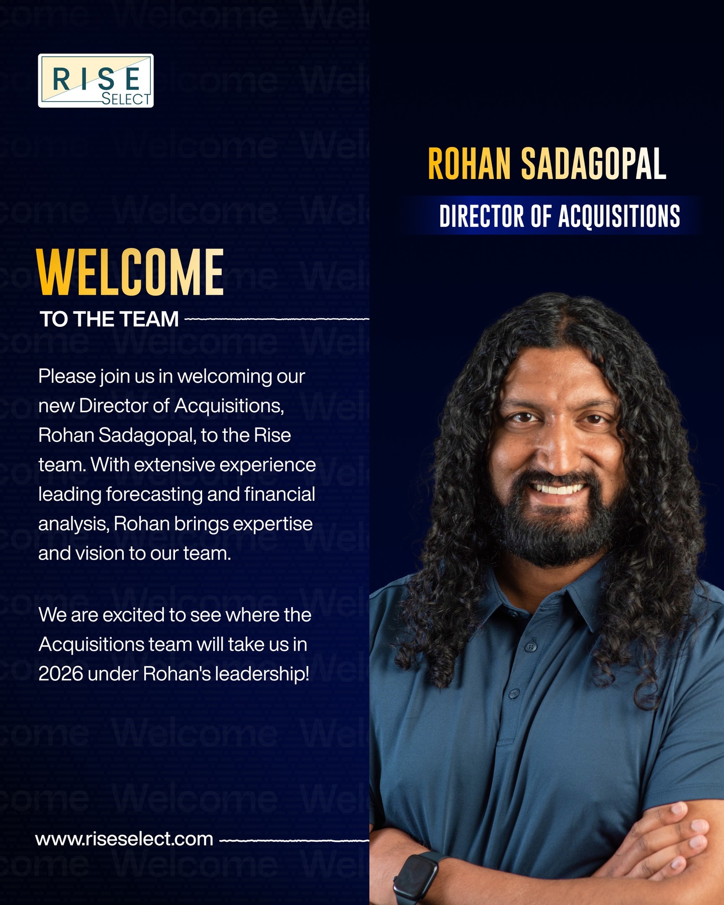 Excited to add more strength to the Rise Select leadership team!
Rohan Sadagopal joins us as Director of Acquisitions, bringing expertise that supports our next phase of growth.
#riseselect #growingstronger #leadershipupdate #studenthousinginvestments #passiveincome #investwithrise