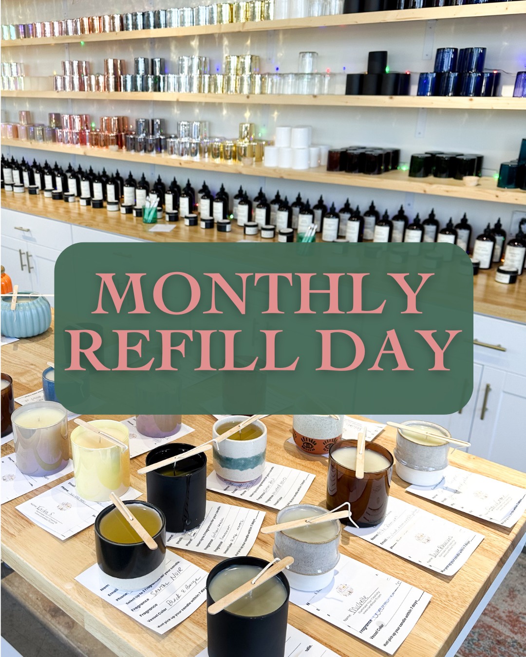 Mark your calendar for our February refill day!
How It Works:
✨ Bring your vessel – It can be one of ours or a beloved vessel from another brand. The vessel must be completely clean and free from wax, wicks, and debris.
✨ We measure & price – We’ll determine how much wax and fragrance your vessel needs. Pricing is $2.50 per ounce.
✨ Pick your scents – Choose up to two fragrances from our Fragrance Menu to blend into your candle.
We pour, you pick up –
✨ Candles dropped off before 4 PM will be ready the same day (allow at least two hours to set).
✨ Candles brought in after 4 PM will be ready for pickup the next day.
Good things take time - We suggest that you wait an entire week to burn your candle. This allows time for your candle to cure and the fragrance and wax molecules to really combine together.
📆 Wednesday, February 25th