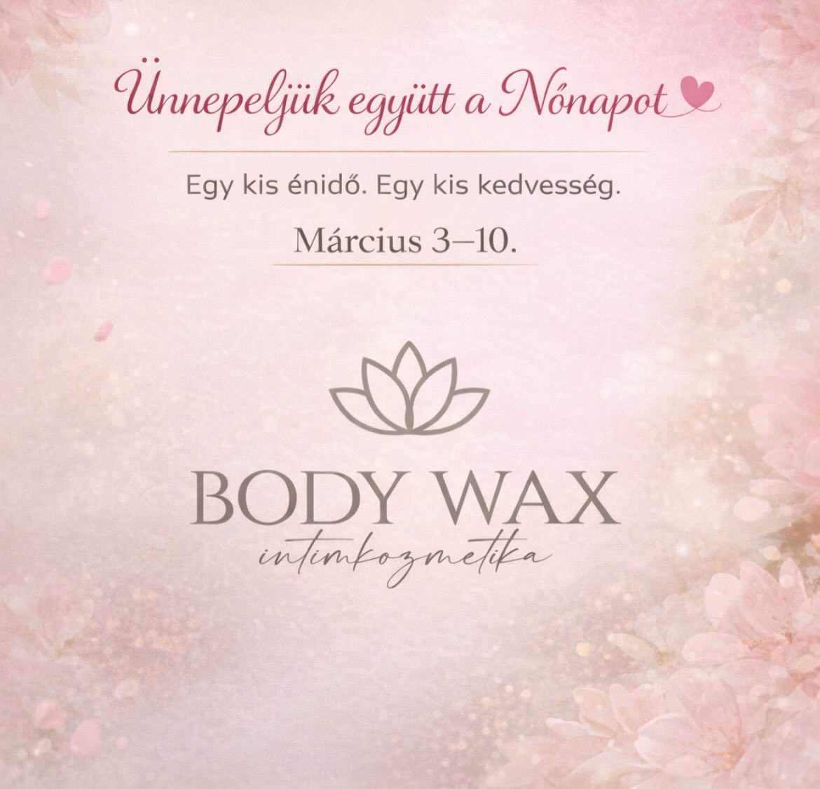 Kedves Vendégeink!
✨ Nőnap alkalmából mi, nők is kedveskedhetünk egymásnak… ✨
Mert egy kis énidő, egy apró figyelmes támogatás mindig jólesik. 💕
Ezért szeretnénk most mi is meglepni Benneteket!
🌸 Március 3-10 között:
💗 Ha ebben az időszakban foglalsz hozzánk, 10% kedvezményben részesülsz.
💗 Ha ajánlasz minket egy barátnődnek, ismerősödnek aki még nem járt nálunk, és ő is foglal időpontot:
👉 Te 10% + 10% kedvezményt kapsz
👉 A barátnőd pedig az első alkalomból 10% kedvezményben részesül.
Foglaláskor a barátnőd,ismerősöd megjegyzésben jelezze, kitől érkezett az ajánlás. 😊
✨ A kedvezmény a már meglévő, erre az időszakra szóló foglalásokra is érvényes.
❗ Más kedvezménnyel nem összevonható.
Ünnepeljük együtt a nőnapot – egy kis törődéssel, egy kis szépséggel és sok-sok összetartással. 💐💗
Dear Guests!
✨ On the occasion of Women’s Day, we, women, can also be kind to each other... ✨
Because a little me-time, a little thoughtful support is always nice. 💕
That’s why we want to surprise you now!
🌸 Between March 3-10:
💗 If you book with us during this period, you will receive a 10% discount.
💗 If you recommend us to a friend or acquaintance who has not been to us yet, and they also book an appointment:
👉 You will receive a 10% + 10% discount
👉 And your friend will receive a 10% discount for the first time.
When booking, your friend or acquaintance should indicate in the comments who the recommendation came from. 😊
✨ The discount is also valid for existing reservations for this period.
❗ Cannot be combined with other discounts.
Let’s celebrate Women’s Day together - with a little care, a little beauty and a lot of togetherness. 💐💗
#Nőnap #WomensDay #SelfCare #Énidő #BeautyTime 💕