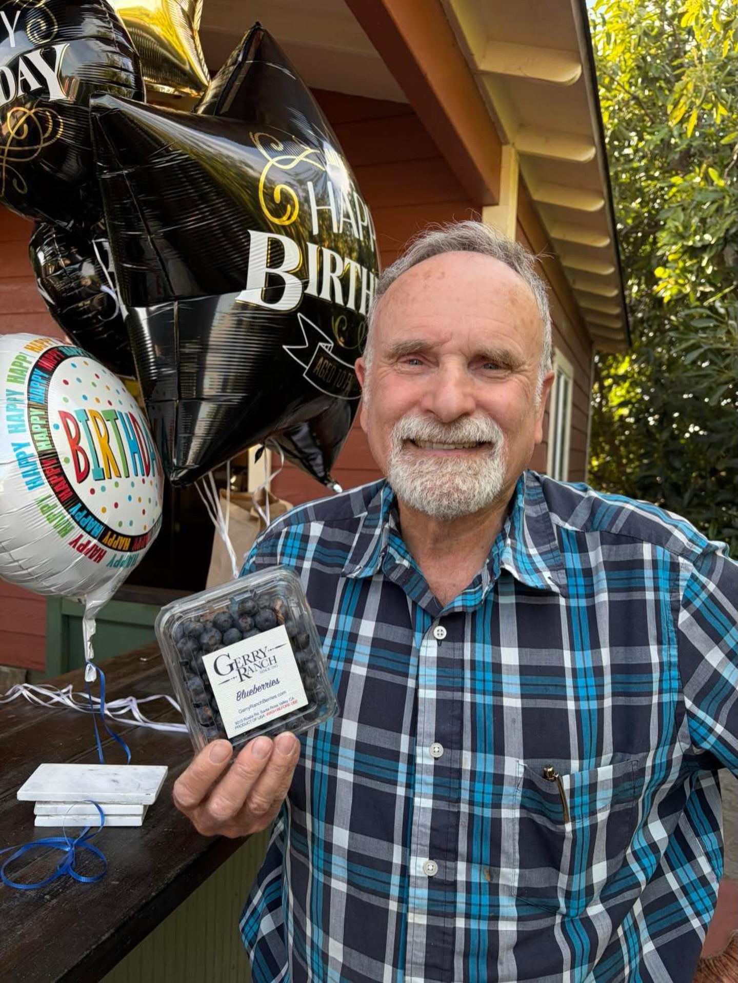 Farmer Ken wants to thank everyone for the sweet birthday wishes! It made his birthday!
About the photo: Would you believe that an 8 year old youngster picked blues with his parents, paid for the berries, & then gave me a clamshell of blueberries ??? Ah, life is good !!!