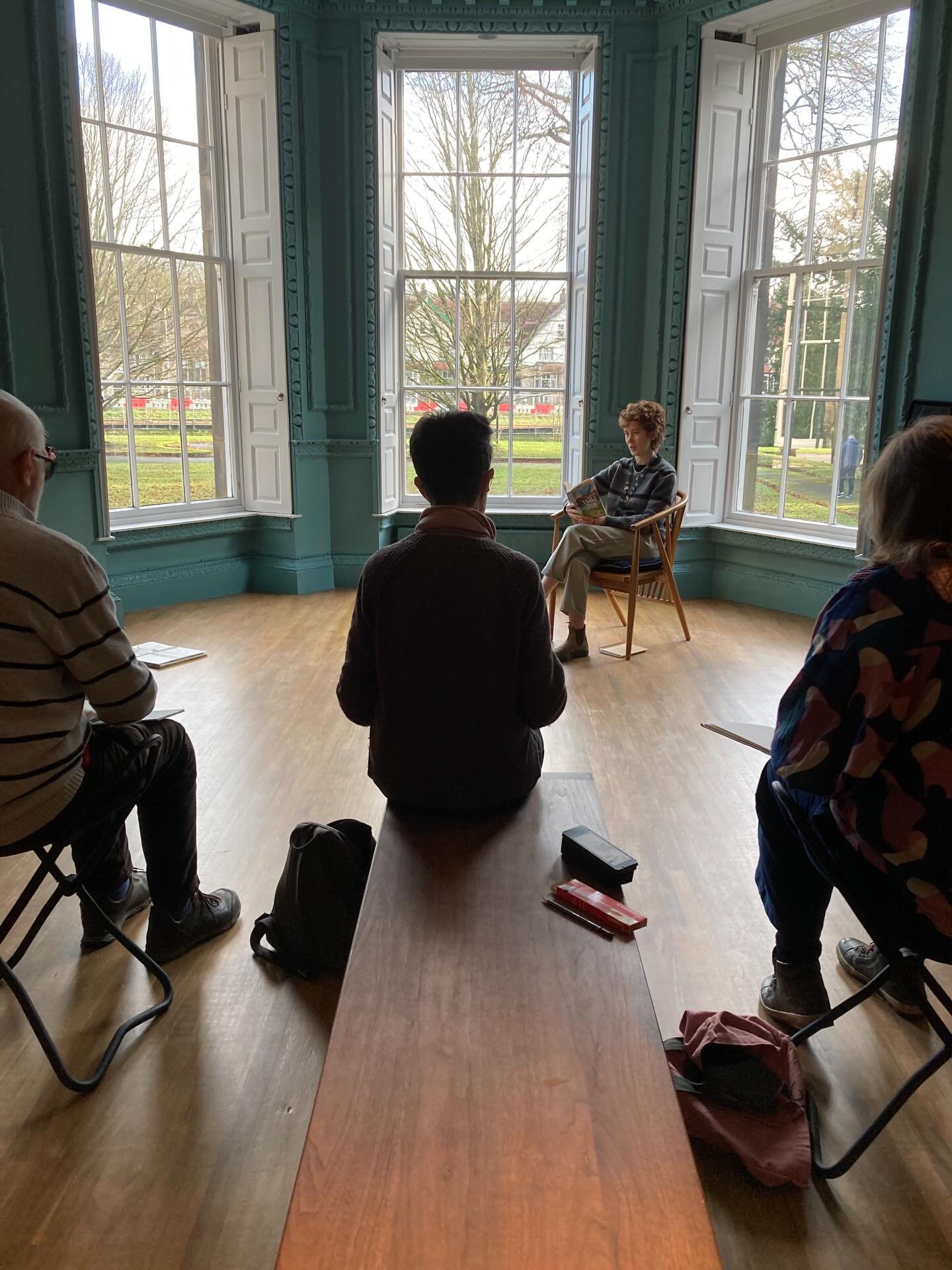 February sketch and stroll at the Abbot Hall. The group was inspired by the portrait of Alastair Morton, textile designer, who founded Edinburgh Weavers in Carlisle, by artist Claude Harrison. (1962) (Both relatively local)They were combining landscape and figure drawing, ( thanks Astrid) framed by the beautiful windows at Abbot Hall. #gallery#abbothall#artworkshops