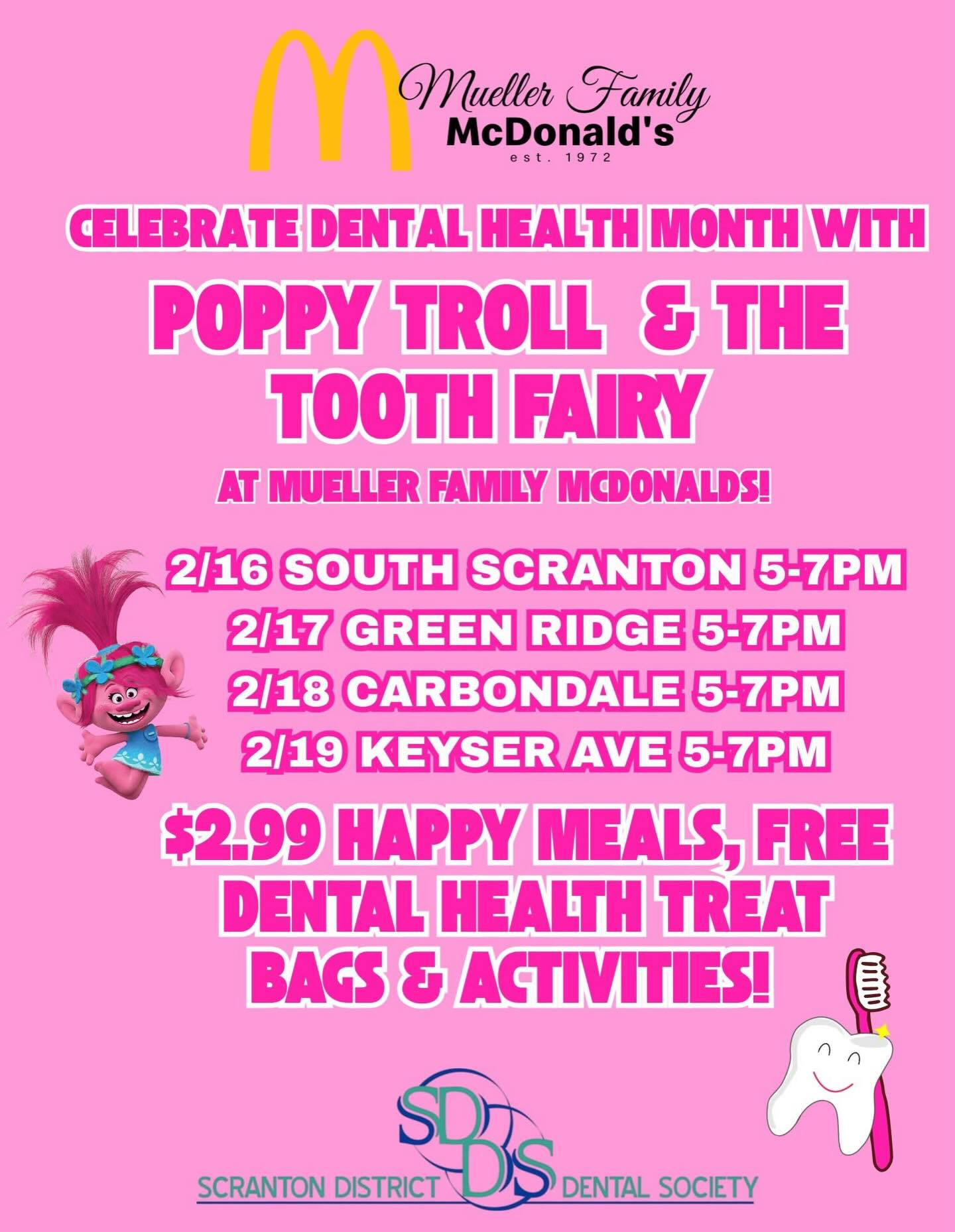Visit four of our locations next week for goodie bags and activities #dentalhealthmonth #mcdonalds #proudpartners