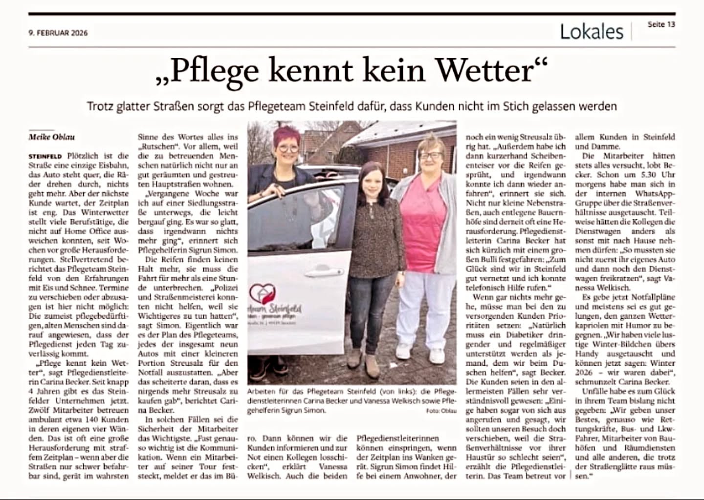 Moin,Moin!
Danke an die OV @om.online.de für die Interviewanfrage und das kurzweilige Gespräch.
#pflegeteamsteinfeld
#pfegekenntkeinwetter
#immerfüreuchda
#tollerbericht
#schaumaleineran