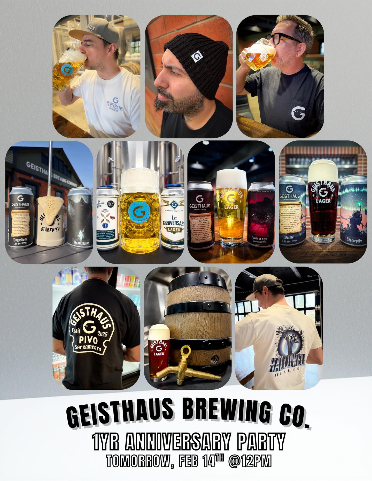 Tomorrow is the big day! Come join us for our 1yr Anniversary Party from 12-10pm. You can expect ALL of the following:
- Hot pokes of Doppelbock all day
- Anniversary Lager release
- Fresh cans of Double Cold IPA, Anniversary Lager, Doppelbock, and Dunkel
- Keller Märzen gravity pours at 2pm
- New merch
- Delicious food from @eatsugarandsunshine
See you soon!