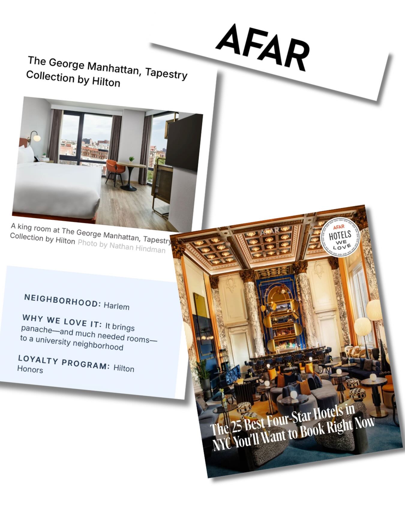 @afarmedia lists @thegeorgehotelnyc among the top NYC four-star hotels you'll want to book right away, and they're not wrong.
Thx @erica_badgley for your support in coordinating this opportunity for our team!
See the full story at afar.com.
#nychotel #nyctravel #luxuryhotels #nycluxury #hilton
