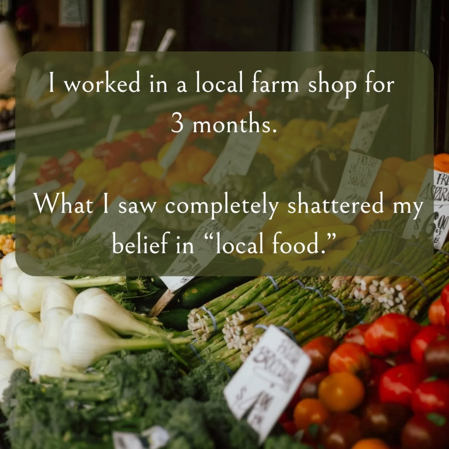 I didn’t want this wake-up call — but now I can’t un-see it.
This isn’t about blame. It’s about honesty.
We deserve better than comforting stories wrapped around compromised food.
#localfarmshop #eatlocal #pesticidefree #farmfresh #healthylifestyle