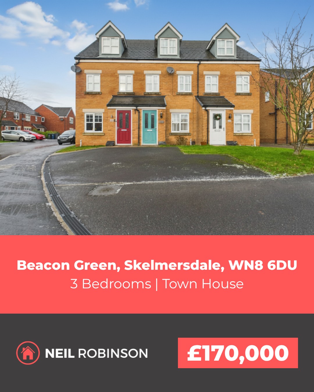 ✨ Featured Property For Sale ✨
📍 Beacon Green, Skelmersdale, WN8 6DU
🏠 3 Bedroom, Town House. Offers Over £170,000
A stylish and recently refurbished three-storey, three bedroomed mid town house on the highly regarded Beacon Green development, Skelmersdale.
◾ Modern three-storey, three bedroomed mid town house on the popular Beacon Green development
◾ Recently refurbished and beautifully presented throughout
◾ Entrance hall, spacious lounge and fitted dining kitchen
◾ Ground floor WC for added convenience
◾ Two double bedrooms to the first floor
◾ Recently refitted family bathroom with separate shower
◾ Impressive second floor primary bedroom
◾ Recently refitted en-suite with walk-in shower
◾ Enclosed, paved rear garden for low maintenance outdoor space
◾ Private driveway to the rear providing off-road parking
For more information please visit our website or contact us via:
📍 | Skelmersdale Office
📞 | 01695 355110
🌎 | www.neilrobinson.co.uk