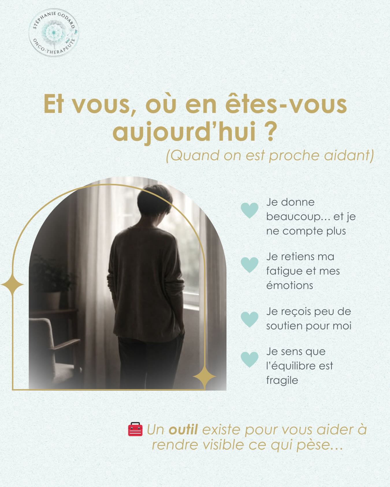 🫂 Proches aidants : ni héros, ni patients
On vous appelle souvent les forts.
Ceux qui tiennent.
Ceux qui assurent.
Ceux qui « gèrent ».
Mais être proche aidant, ce n’est pas être un héros.
Et ce n’est pas non plus être reconnu comme un patient.
👉 C’est être entre deux statuts.
👉 Et très souvent… sans espace pour soi.
En consultation, j’entends souvent : « Je n’ai pas le droit d’être fatigué(e), ce n’est pas moi qui suis malade. »
Comme si l’épuisement devait attendre une autorisation.
🧰 L’outil : la balance invisible⚖️
D’un côté :
✏️ce que vous donnez (temps, énergie, vigilance, soutien émotionnel),
✏️ce que vous retenez (vos peurs, votre colère, votre fatigue).
De l’autre :
✏️ce que vous recevez réellement,
✏️ce qui vous permet de souffler sans culpabilité.
👉 Cette balance, beaucoup d’aidants ne la regardent jamais.
👉 Jusqu’au jour où elle penche trop.
Rendre visible cette balance, ce n’est pas se plaindre.
C’est prévenir l’effondrement silencieux.
👉 Et vous, qui vous soutient vraiment ?
(Vous avez le droit de répondre autrement que « ça va ».)
#procheaidant #aidant #chargementale #aidantfamilial #jesuisaidante