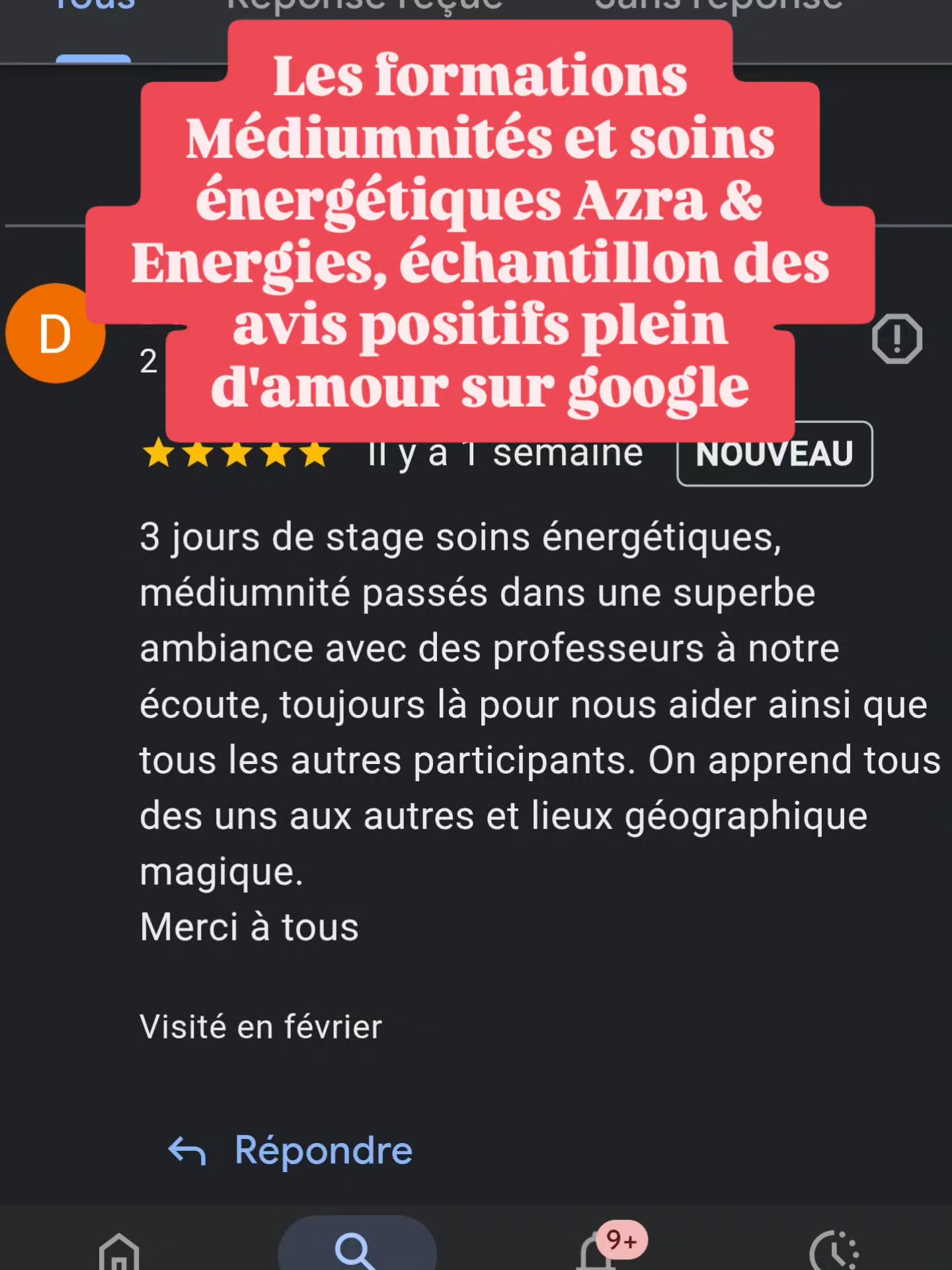 Les formations médiumnité et soins energétiques Azra & Energies sont bien notés, on se donne à fond avec Estelle ! Aucun débutant n'est laissé de côté, on vous encourage, vous accompagne et aussi après la formation, l'aventure continue dans le groupe whatsapp et les entrainements gratuits du mercredi.
Puis il y a les formations d'approfondissement sur les Mémoires Akashiques, les défunts et la preuve, la trance communication, trance healing et bientôt l'hypnose regressive. A bientôt, nous contacter en cas de questions !