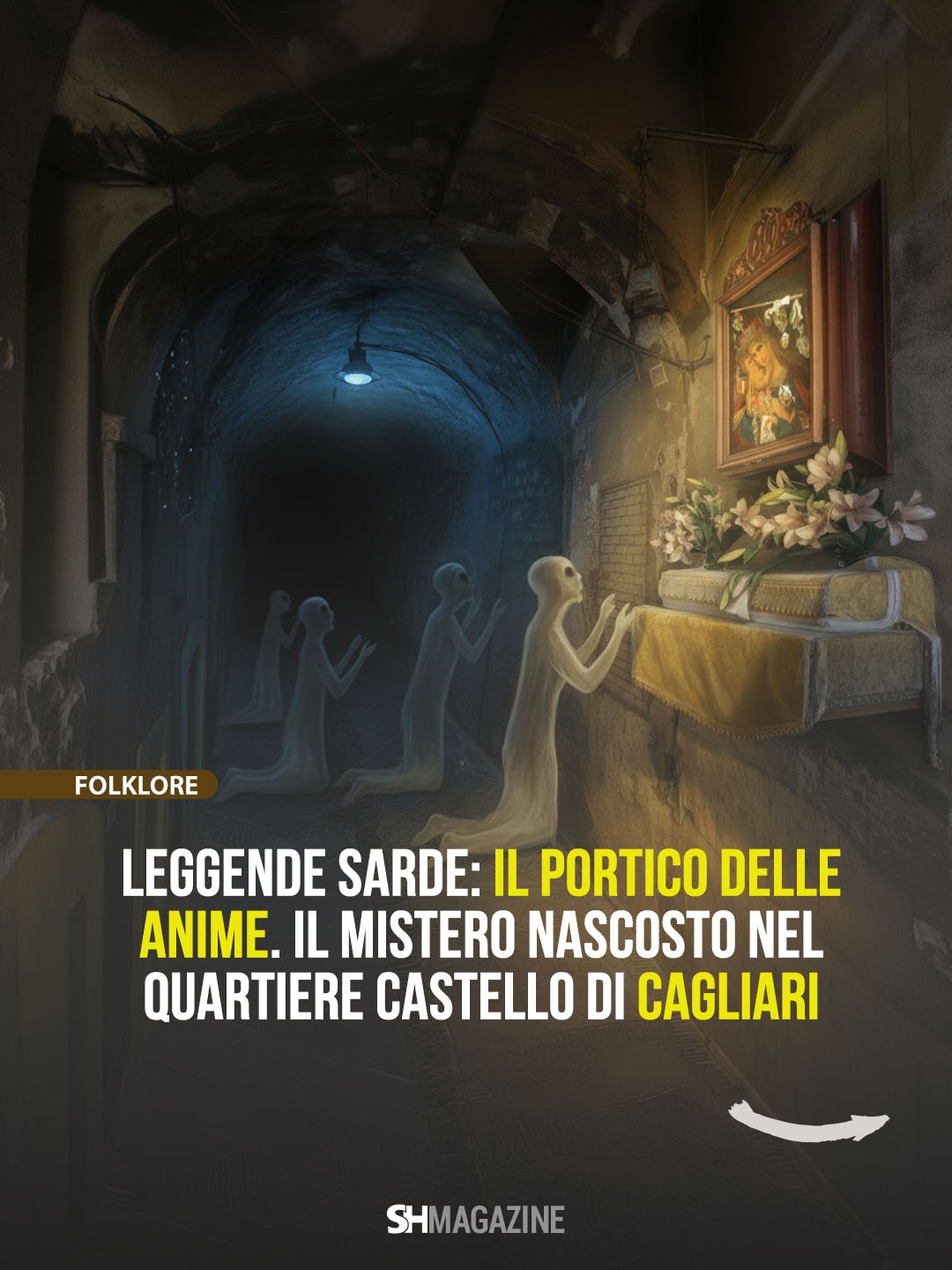 🕯️ Nel cuore del quartiere Castello di Cagliari si cela un passaggio che da secoli sussurra segreti. Via Alberto Lamarmora, antica ruga Mercatorum dei mercanti pisani, dimora di nobili e argentieri, nasconde tra i suoi vicoli stretti il Portico delle Anime.
🌙 Un tunnel angusto illuminato solo da una lampada fioca, dove l’effige della Madonna delle Grazie veglia su un mistero inquietante. Gli abitanti raccontano di aver udito lamenti di anime in pena davanti al quadro sacro. Ombre che si muovono, voci indistinte che emergono dal buio.
⚔️ Si narra che durante un Giovedì Santo, Sant’Efisio apparve minaccioso nel portico a un sabotatore intenzionato ad avvelenare le acquasantiere delle chiese cagliaritane. Il santo lo fermò sul nascere. Da allora, ogni anno, il suo simulacro sosta davanti alla Vergine in processione. Una tradizione che unisce fede e leggenda, viva ancora oggi.
🏛️ Tra palazzi segnati dai bombardamenti della Seconda Guerra Mondiale e archi gotico-catalani, il Portico conserva un fascino che sfida il tempo. Cagliari di giorno è luce, ma di notte Castello rivela il suo volto enigmatico.
👉 La storia completa di Raffaella Piras, con tutti i dettagli delle leggende e della storia del luogo, ti aspetta su SHmag.it 📰 🕯️ Nel cuore del quartiere Castello di Cagliari si cela un passaggio che da secoli sussurra segreti. Via Alberto Lamarmora, antica ruga Mercatorum dei mercanti pisani, dimora di nobili e argentieri, nasconde tra i suoi vicoli stretti il Portico delle Anime.
🌙 Un tunnel angusto illuminato solo da una lampada fioca, dove l’effige della Madonna delle Grazie veglia su un mistero inquietante. Gli abitanti raccontano di aver udito lamenti di anime in pena davanti al quadro sacro. Ombre che si muovono, voci indistinte che emergono dal buio.
⚔️ Si narra che durante un Giovedì Santo, Sant’Efisio apparve minaccioso nel portico a un sabotatore intenzionato ad avvelenare le acquasantiere delle chiese cagliaritane. Il santo lo fermò sul nascere. Da allora, ogni anno, il suo simulacro sosta davanti alla Vergine in processione. Una tradizione che unisce fede e leggenda, viva ancora oggi.
🏛️ Tra palazzi segnati dai bombardamenti della Seconda Guerra Mondiale e archi gotico-catalani, il Portico conserva un fascino che sfida il tempo. Cagliari di giorno è luce, ma di notte Castello rivela il suo volto enigmatico.
👉 La storia completa di Raffaella Piras, con tutti i dettagli delle leggende e della storia del luogo, ti aspetta su SHmag.it 📰