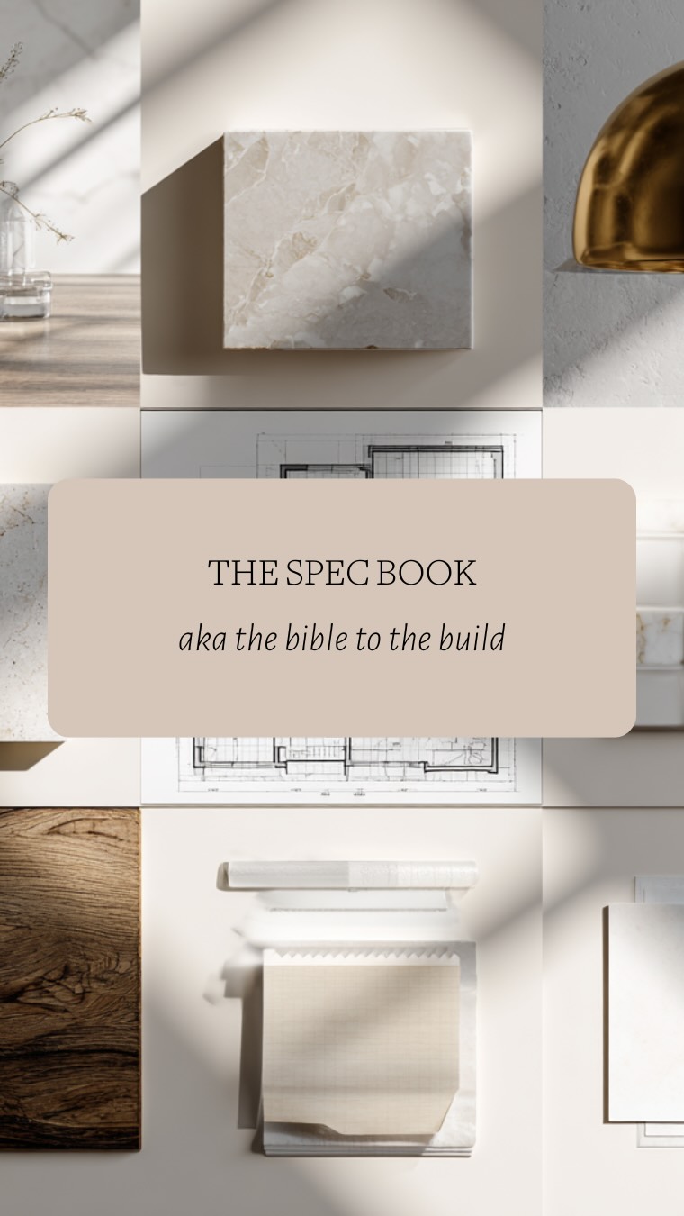 The spec book is the bible to the build.
It documents every single item going into a project. What it is, where it lives, and who is responsible for purchasing it. It becomes the single point of reference for the entire team, from ordering through installation.
Most importantly, the spec book is completed before construction begins. Decisions are made upfront, not in the middle of the build, which is what keeps projects organized, aligned, and running smoothly.