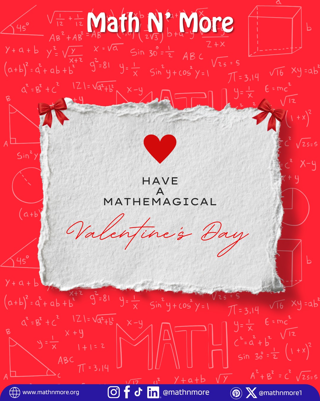 Roses are red.
Violets are blue.
Math is our love language… and our scholars are too. ❤️➕
Confidence adds.
Curiosity multiplies.
Every scholar counts.
Math + Love = Infinite possibilities ♾️
#MathNMore #MathIsLove #STEMJoy #ValentinesDay #CommunityCounts