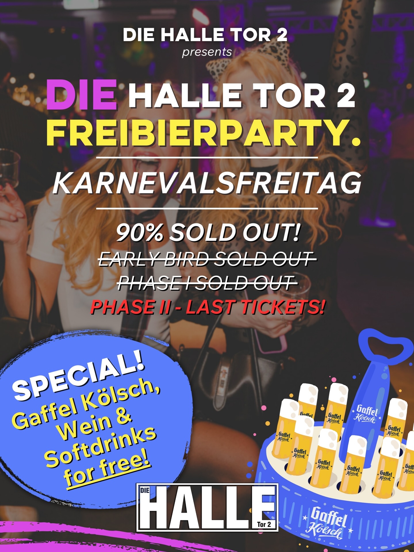 WE‘RE 90% SOLD OUT🚨
Noch keine Pläne für Karnevalsfreitag?
get your ticket now🥹
das größte special für Euch:
GAFFEL KÖLSCH, WEIN & SOFTGETRÄNKE den ganzen Abend for free!!!🥹🍻
🗓️ Karnevalsfreitag, 13.02.2026
🕘 21:00 Uhr Open doors
🪩 3 Dancefloors - Karnevalsmusik | Partyhits | Karaoke 🎤
🔗🎟️ Link in Bio.
#karneval #köln #karneval2026 #diehalletor2