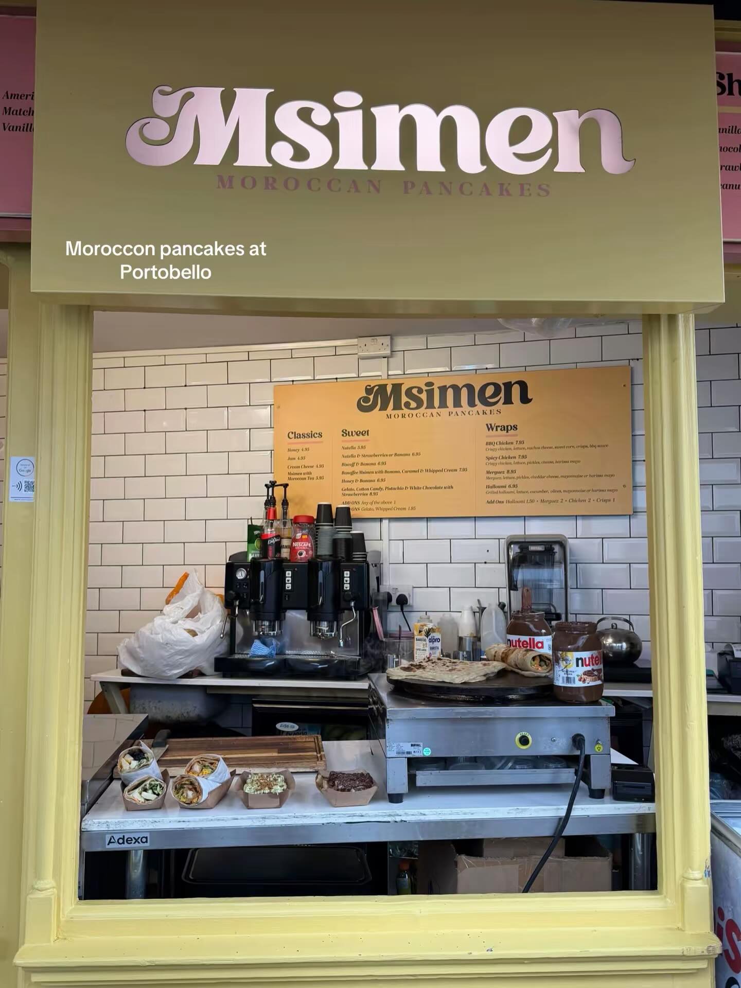 Quick stop at Portobello Road for a unique pancake experience! The star of the show is definitely the pancake itself, soft yet slightly crunchy, with a smoky flavor that pairs perfectly with anything. They chop it up and add various toppings. We went for the sweet options! It’s more like bread than your regular pancake so you get that filling and not too squishy taste.
#moroccofood #portobelloroad #desserttiktok #foodreview #exploremore