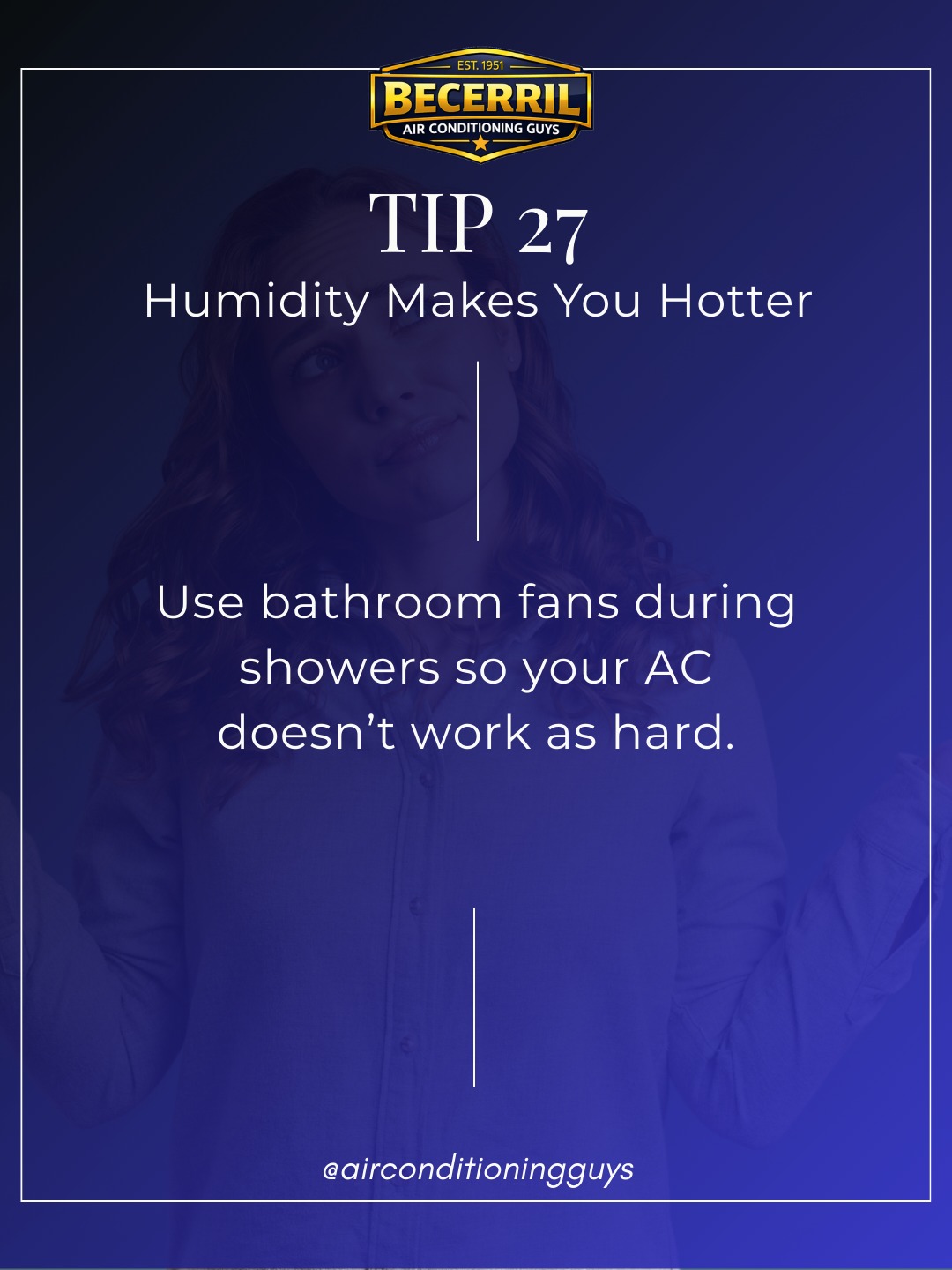 🚿💨😌 Humidity makes you hotter! Use bathroom fans during showers so your AC doesn’t fight moisture. 🔁 Share this.
#ElCentro #ImperialValley #Comfort #HomeTips #EnergySavings #chulavista #acguys