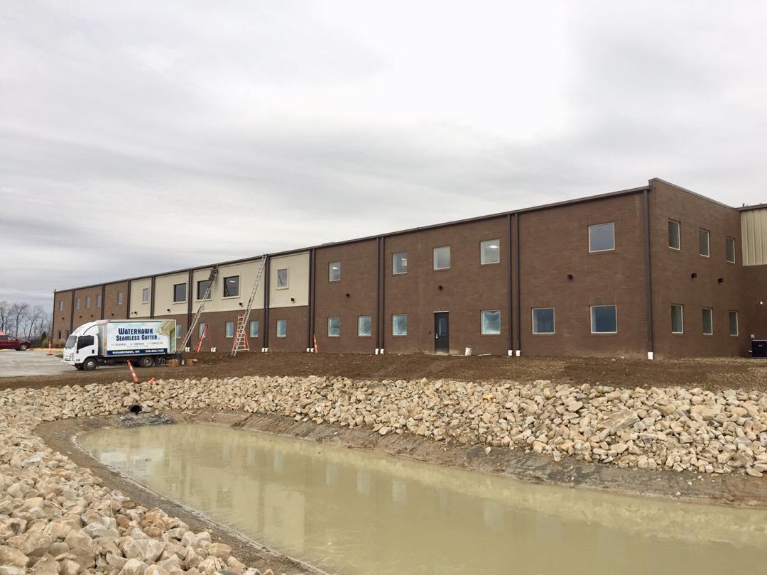 Industrial 7 inch project for Teardrop Trailer Company. #teardroptrailer #sugarcreek #flatroof #commercialgutters #ohioconstruction