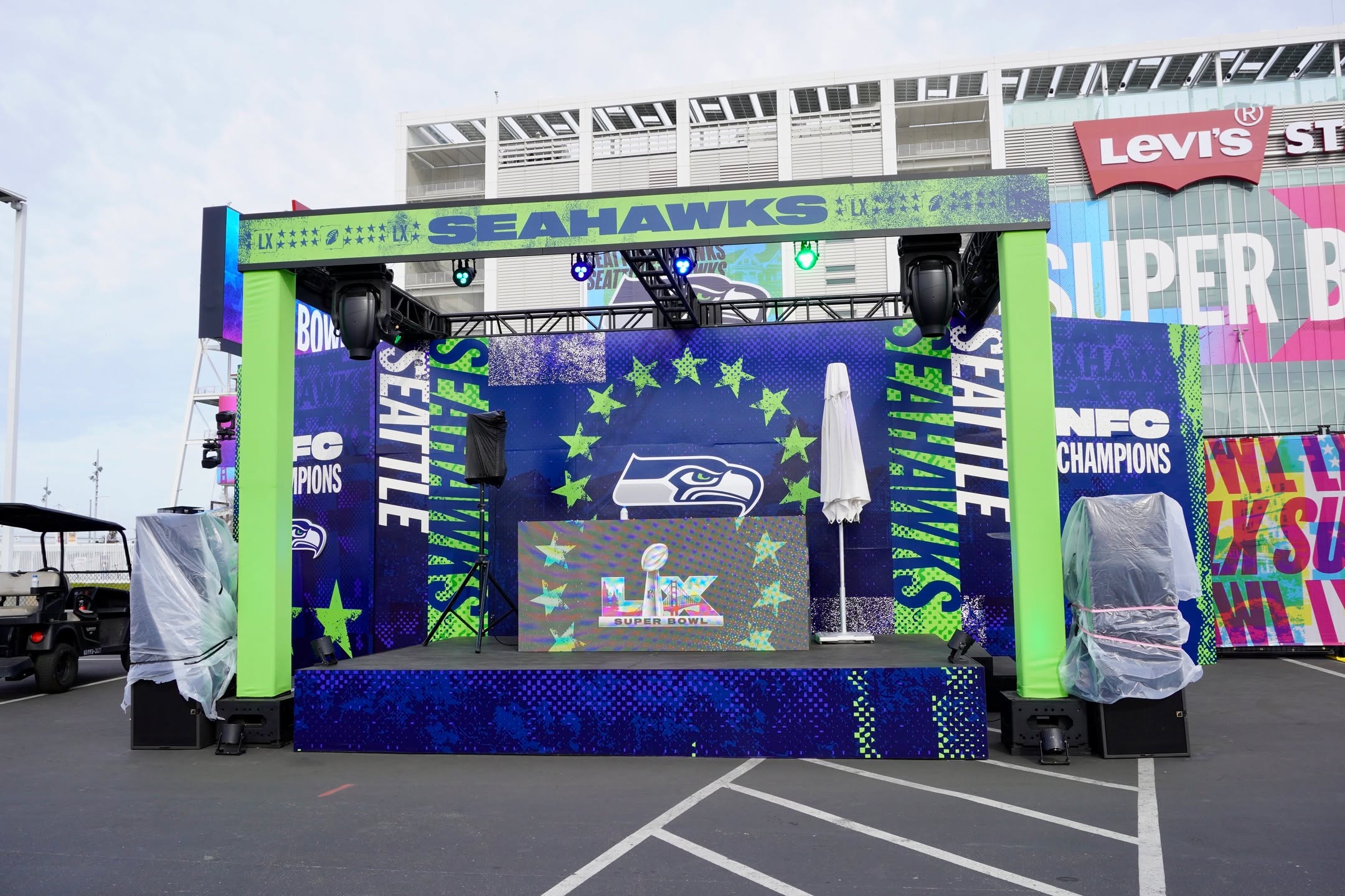 Another Great Year #superbowl 2026! Providing multiple structures @levisstadium for a prime gameday experience. Stages, scaff, truss, scenic, ballast and more for a packed week of entertainment! More to come.