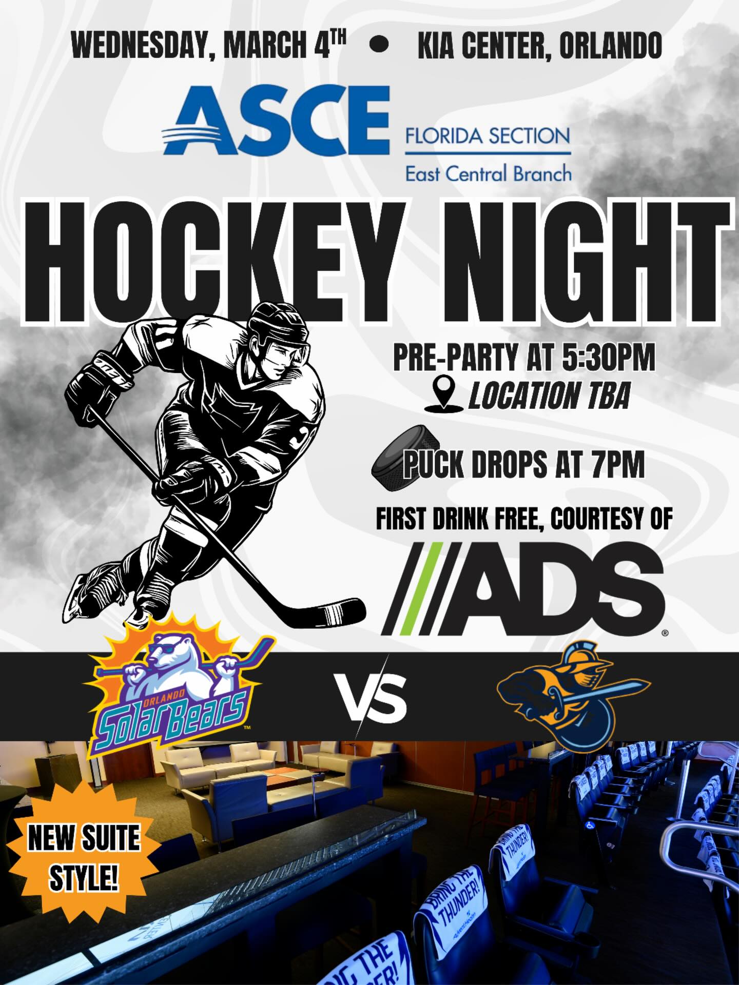 Join your fellow engineers for ASCE’s annual Solar Bears game! Start the evening with a happy hour (location TBA) and a game at the Kia Center. Tickets available at @asce.ecb.ymf link in bio.