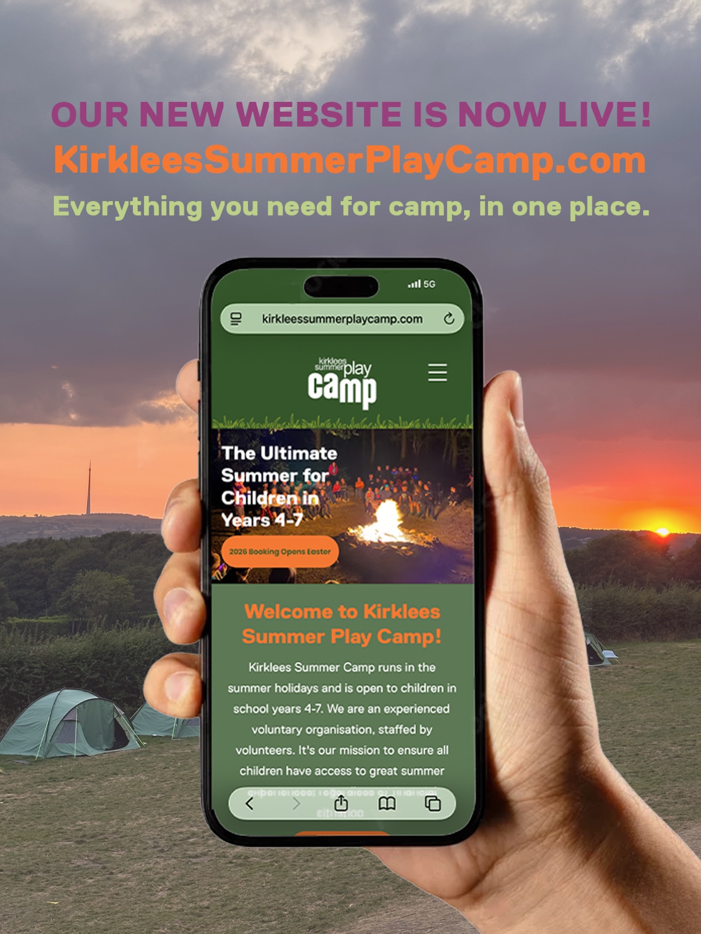 Our new camp website is now live! 🏕️
We’ve given our site a fresh new look, and it’s now easier to explore activities, check dates, find key information and book your place at camp in just a few clicks.
Stay tuned — our camp dates will be revealed in the coming weeks, with bookings opening over Easter weekend.
Take a look and start getting excited for camp season.
👉 kirkleessummerplaycamp.com
