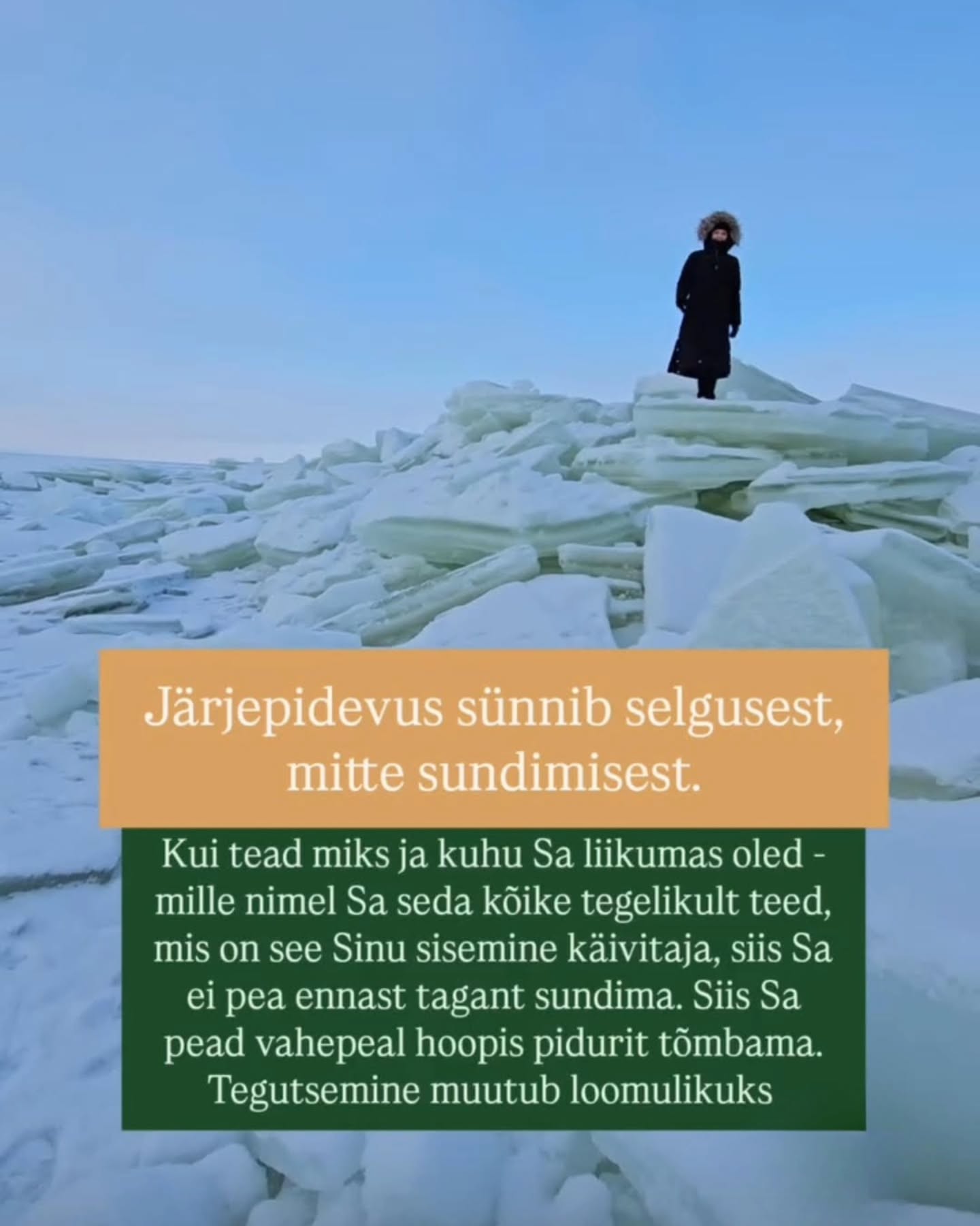 Kui Sa oled täna täiesti rahul,
ei tunne sisemist kutset kasvada
ja Sind ei kõneta teadlik eneseareng ettevõtjana,
siis see programm ei ole Sulle.
Aga kui Sa tunned, et miski siiski torgib…
💥 Kui Sa tead, et Sul on rohkem potentsiaali kui see, mida Sa praegu rakendad.
💥 Kui Sa januned selguse, fookuse ja sügavamate vestluste järele.
💥 Kui Sa tahad kasvada mitte ainult ettevõttes, vaid ka inimesena.
Siis kutsun Sind 3-kuulisse coachingu ja mentorlusega grupiprogrammi
„Järgmise taseme mina ettevõtjana“ 💥
See ei ole kursus.
See on:
✨ koos mõtlemine ja koos edasi liikumine,
✨ personaalsus - väike, kuni 6-liikmeline grupp (3 kohta on juba võetud - 3 veel vabad),
✨ fookus nii ettevõtte kasvul kui ka Sinu sisemisel kindlusel,
✨ iganädalased grupikõned + 2 individuaalset 1:1 coachingut,
✨ ruum, kus Sa ei jää oma küsimuste ja mõtetega üksi,
✨ külla tulevad oma ala eksperdid
Jpm põnevat ja väärtuslikku.
Eelmisel aastal tõstsin ma oma ettevõtte käivet 2,5 korda.
Mitte rohkem rabades – vaid luues selguse, hoides fookust ja tehes julgeid otsuseid. Ja sealjuures oli väga oluline samm > ümbritseda end inspireerivate inimestega. 🤩
Seda sama teekonda aitan ma nüüd luua ka Sinul.
🚀 Stardime 16.02 > Intensiivne 3 kuud + 2 kuud järeltoetust.
Kui Sa tunned, et see võib olla Sinu järgmine samm,
siis kirjuta mulle „JÄRGMINE TASE“ või broneeri tasuta 40-minutiline selguse kõne.
Kõne ei kohusta Sind liituma.
Aga võib anda Sulle vastuse, mida Sa oled oodanud.
Sinu ettevõte saab kasvada ainult nii palju, kui Sina lubad endal kasvada. 💚