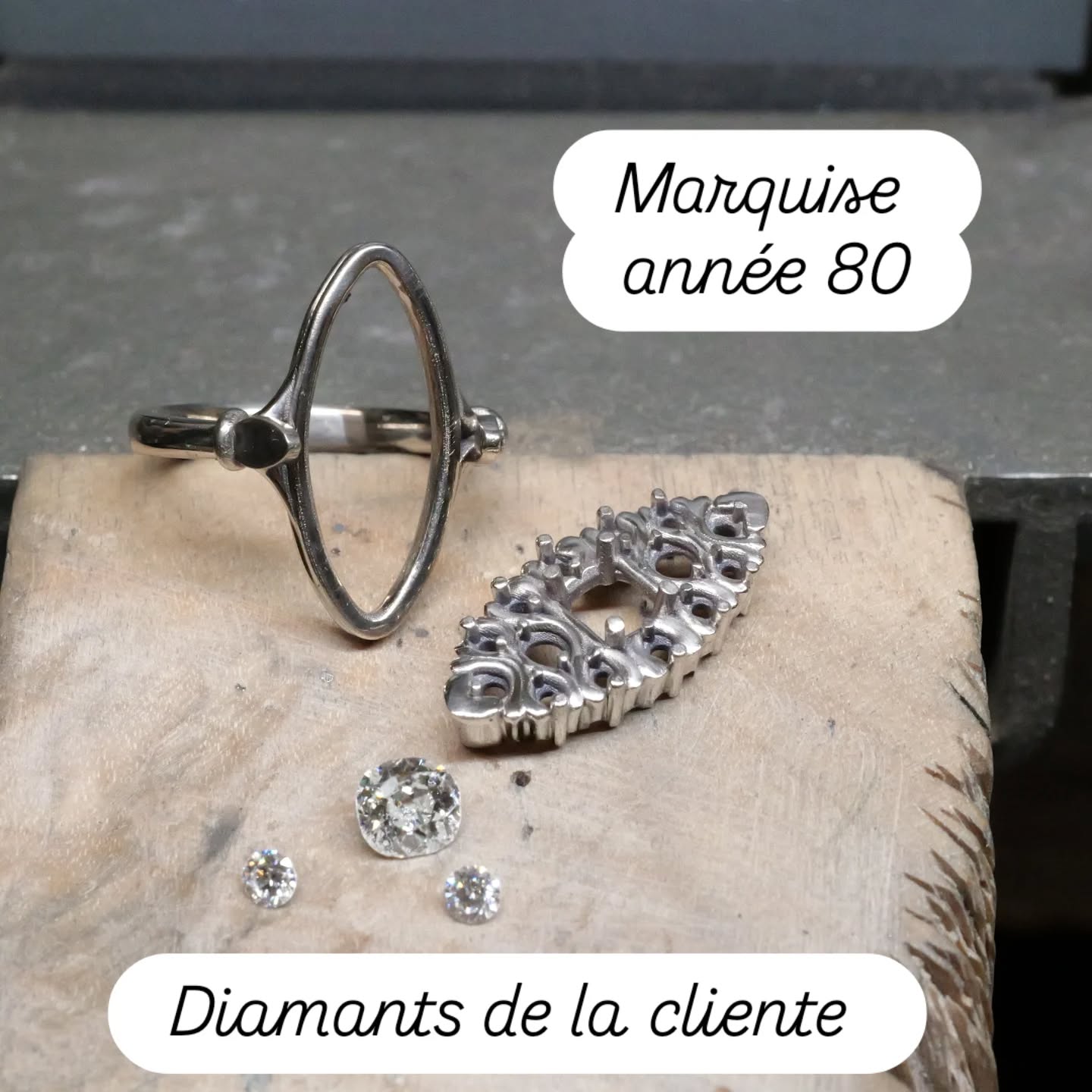 Une bague, une histoire, un rêve ✨
Cette bague marquise s’inspire des bijoux anciens des années 80.
Un style que ma cliente aimait depuis toujours… sans jamais avoir pu s'offrir la bague de ses rêves.
Elle est venue à l’atelier avec ses anciens bijoux, chargés de souvenirs.
Nous avons démonté, récupéré chaque diamant, puis tout repensé ensemble pour créer une pièce unique, faite sur mesure, à son image 🤍
Transformer l’existant pour donner naissance à un bijou de rêve, c’est exactement ce qui me passionne dans mon métier.
Un projet intime, durable, et profondément personnel 💍
Merci pour cette confiance.
#marquise #diamants #surmesure #madeinfrance🇫🇷