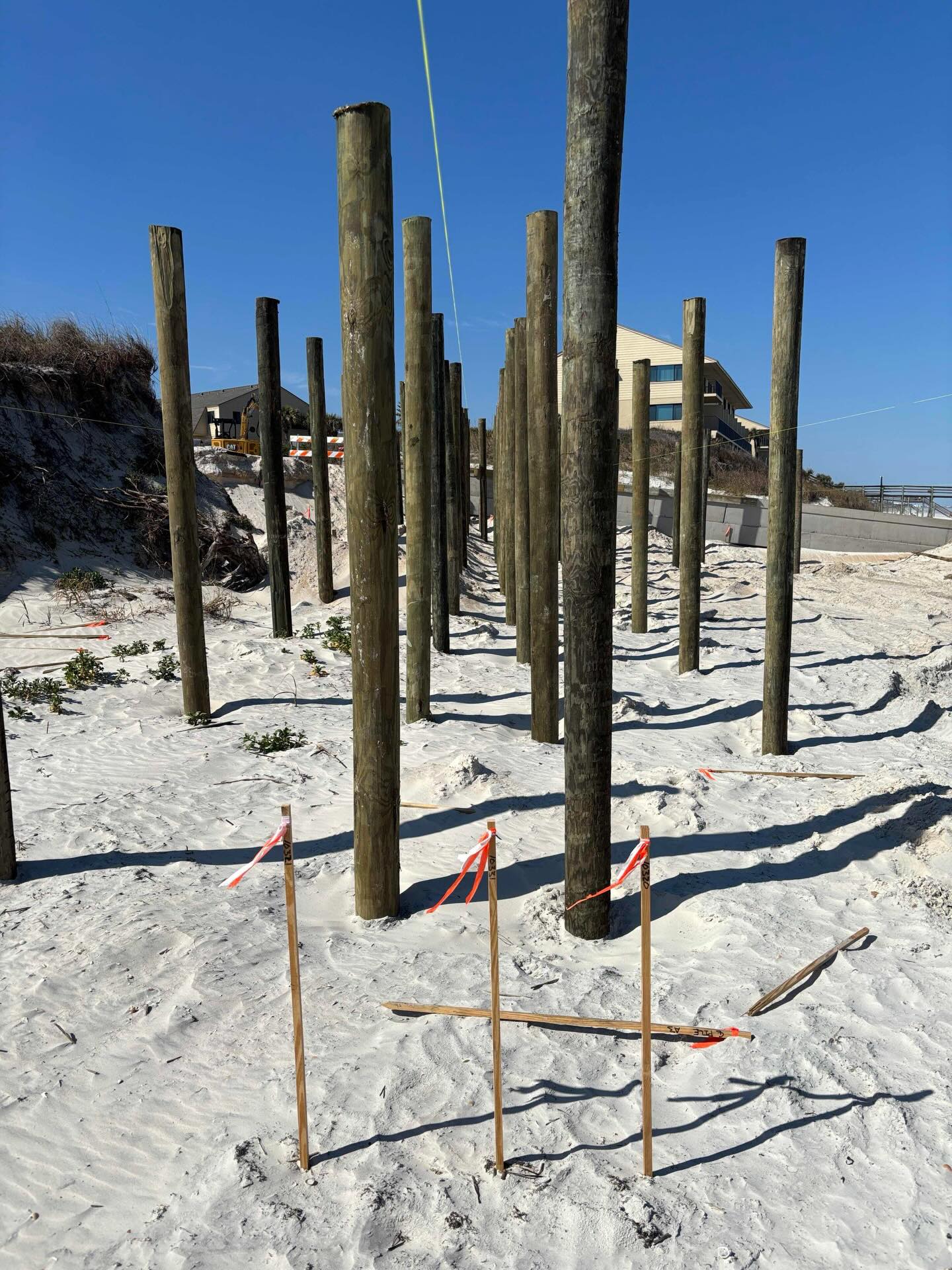 Driven piles in place for the Matanzas dune walkover. Building strong foundations while respecting the shoreline — step one toward safe, lasting coastal access.
#MarineConstruction #DrivenPiles #DuneWalkover #Matanzas