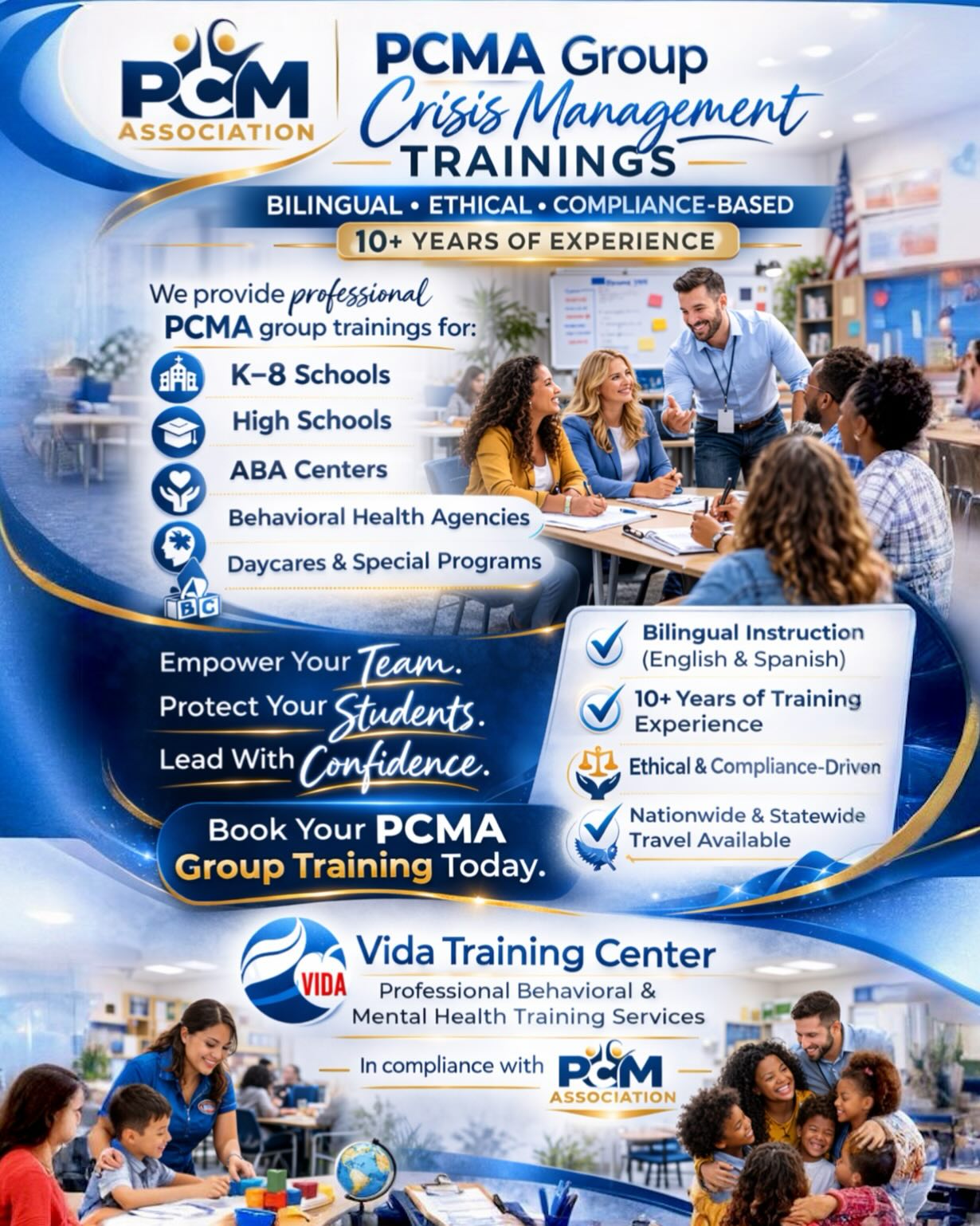 If you work with children, adolescents, or individuals with challenging behaviors, crisis intervention is not optional. It is essential.
Whether you are
• An RBT or ABA professional
• A teacher or clinician
• A parent navigating severe maladaptive behaviors
Or you are
• A school owner or principal
• A program director or HR manager
• A business owner responsible for staff safety
PCMA Professional Crisis Intervention training teaches prevention, de escalation, and safe physical response when a crisis occurs, based on ABA strategies and strict ethical standards.
For individuals
Full 14 hour, 2 day certification. No shortcuts. Certified instructors only.
For organizations
Compliant, bilingual group trainings tailored to your team. Specialized school discounts available. We travel statewide and nationwide.
Ethical. Structured. Standards are non negotiable.
📞 786 316 7106
Vida Training Center
In compliance with PCM Association
Si trabajas con niños, adolescentes o personas con conductas desafiantes, la intervención en crisis no es opcional. Es esencial.
Ya seas
• RBT o profesional ABA
• Maestro o clínico
• Padre manejando conductas maladaptativas severas
O seas
• Dueño de escuela o director
• Administrador o gerente de recursos humanos
• Empresario responsable por la seguridad de su equipo
La capacitación en Intervención Profesional en Crisis de PCMA enseña prevención, desescalamiento y respuesta física segura cuando ocurre una crisis, basada en estrategias ABA y normas éticas estrictas.
Para individuos
Certificación completa de 14 horas, 2 días. Sin atajos. Solo instructores certificados.
Para organizaciones
Capacitaciones grupales bilingües y basadas en cumplimiento. Descuentos especiales para escuelas. Viajamos a nivel estatal y nacional.
Ética. Estructura. Normas no negociables.
📞 786 316 7106
Vida Training Center
En cumplimiento con PCM Association #aba #crisisintervention #miamirbts #rbtmiami #professionalcrisismanagement