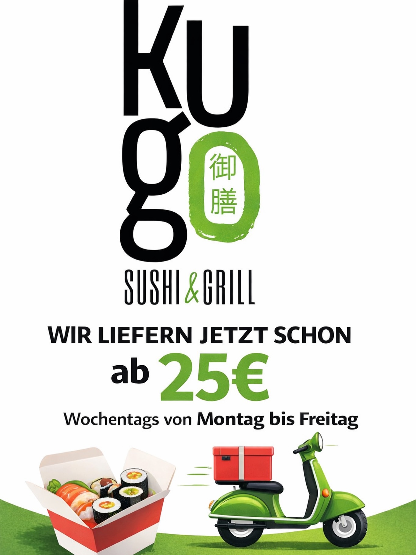 🍣 Wir erweitern unseren Lieferservice!
Ab sofort liefern wir in Nagold wochentags (Montag–Freitag) schon ab 25€ Mindestbestellwert.
🕓 Bestellen ab 16 Uhr
🚚 Lieferung ab 17 Uhr
Mehr Flexibilität für euren Feierabend.
Weniger Mindestbestellwert.
Gleiche Qualität.
Ob gemütlich zuhause oder mit Freunden –
Sushi & Grill kommen jetzt noch einfacher zu euch.
👉 Jetzt ab 16 Uhr bestellen und liefern lassen.
#KUGO #KugoSushi #SushiDelivery #Nagold #lieferdienst