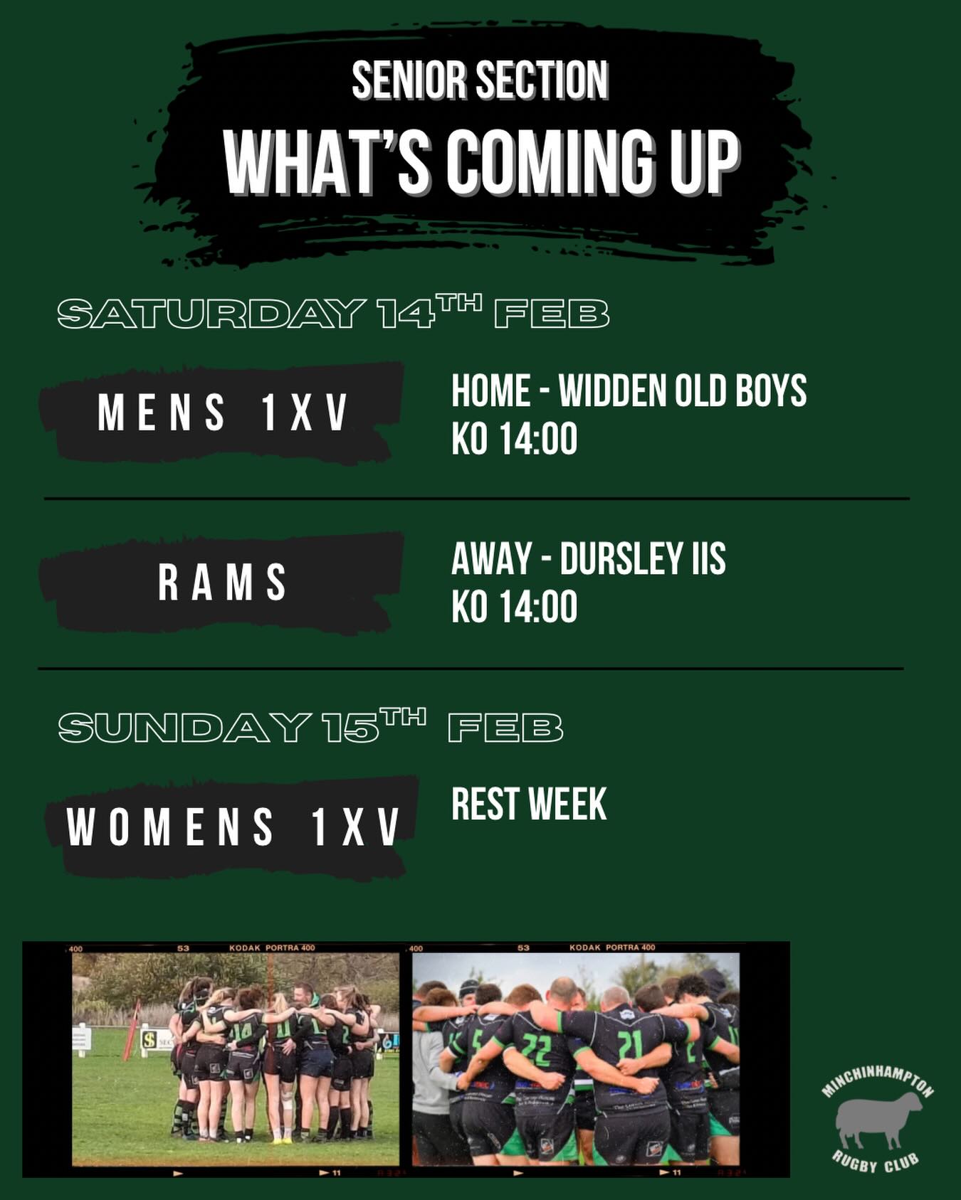 Just the men playing this weekend 🏉 Saturday sees the 1XV at home hosting @widden_old_boys and the Rams away at @dursleyrfcmens_section. That’s a cracking day of rugby with the Six Nations games showing at the clubhouse too #IREvITA #SCOvENG