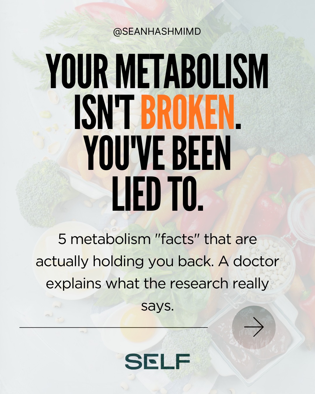 You don't have a "slow metabolism." You have bad information.
As an obesity medicine specialist, I see patients every week who have been sabotaging themselves with metabolism myths they picked up from the internet.
Here are 5 that need to go:
1. "Eat small meals to speed up metabolism." (Meal frequency doesn't change metabolic rate.)
2. "Metabolism tanks after 30." (A 2021 study in Science proved it stays stable until 60.)
3. "Cardio is the best metabolism booster." (Resistance training wins. Build muscle.)
4. "Some people are born with fast metabolism." (Genetics account for 200-300 calories difference. Behavior matters more.)
5. "Cut calories hard to lose weight fast." (Severe restriction triggers your body to fight back.)
Your metabolism responds to what you consistently do. Sleep well. Lift weights. Eat real food. Move daily.
Save this for the next time someone tells you their metabolism is "broken."
Key References
• Pontzer, H., et al. (2021). Daily energy expenditure through the human life course. Science, 373(6556), 808-812.
• Rosenbaum, M., & Leibel, R. L. (2010). Adaptive thermogenesis in humans. Int J Obesity, 34, S47-S55.
• Westcott, W. L. (2012). Resistance training is medicine. Current Sports Medicine Reports, 11(4), 209-216.
• Speakman, J. R., & Selman, C. (2003). Physical activity and resting metabolic rate. Proceedings of the Nutrition Society, 62(3), 621-634.
#Metabolism #WeightLoss #MetabolicHealth #ObesityMedicine #FatLoss #HealthFacts #MythBusting #EvidenceBased #StrengthTraining #ResistanceTraining #HealthyHabits #WeightManagement #InsulinResistance #DoctorsOfInstagram #SeanHashmiMD #SELFPrinciple