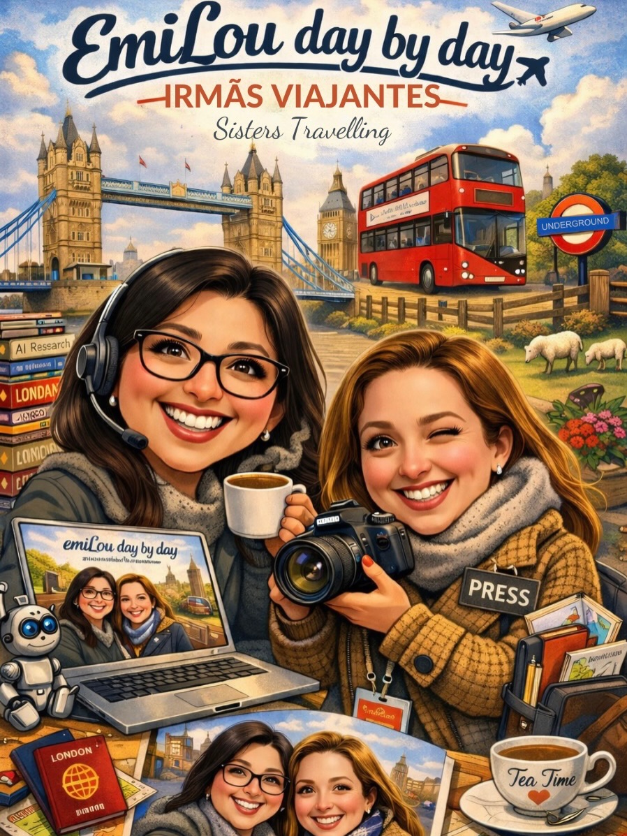 Aos novos (e antigos) seguidores: prazer, somos Emi & Lou, as Irmãs Viajantes.
Entramos na trend e deixamos o ChatGPT nos retratar com tudo o que ele sabe sobre a gente e, para nossa surpresa, ele capturou bem a essência: duas irmãs apaixonadas por viagens, cultura, história e pela Inglaterra, país em que escolhemos viver há quase 19 anos. 🇬🇧
Moramos 14 anos em Londres, respirando a sofisticação da capital britânica, e hoje trocamos a agitação pelo charme do countryside, o famoso interior da Inglaterra, onde a vida é mais lenta, elegante e cheia de histórias escondidas.
Somos viajantes por vocação, especialistas no Reino Unido e criadoras de conteúdo nas horas livres. De segunda a sexta temos nossa vida corporativa, e nos outros momentos exploramos a Europa com olhar editorial, curiosidade histórica e aquele humor sarcástico carioca que nunca nos abandona.
Aprendemos a amar o frio, ainda negociamos com a chuva e o vento, mas não existe nada melhor que um dia de inverno com sol iluminando castelos, vilarejos e galerias antigas. 🤍
Esse projeto começou como hobby, mas vem crescendo day by day: mostrar viagens com contexto, sofisticação, cultura e sem correria de checklist. Aqui não é primeira impressão, é olhar treinado, detalhes que passam despercebidos e lugares que realmente nos encantam depois de quase duas décadas vivendo na Inglaterra.
O melhor? São ss conexões. Vocês deixaram de ser só seguidores e viraram companhia de viagem. Nossos DMs parecem mesa de café entre amigas. ☕
Se você ama Inglaterra, Londres, interior britânico, história, cultura, elegância e viagens com alma, seja muito bem-vindo.
E lembre-se: tem muito mais no nosso canal de vídeos longos.
🎥 EmiLou Day by Day | Irmãs Viajantes