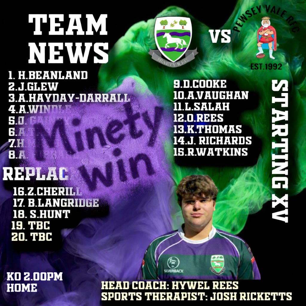 Home win for Minety 💚💜
Unfortunately, Pewsey were unable to raise a side today, so the points stay at home with a walkover. Not the way we wanted it, but we’ll be back on the pitch soon. 💪🏉
In the meantime, come and join us in the clubhouse for the 6 Nations action! 🍻🏉