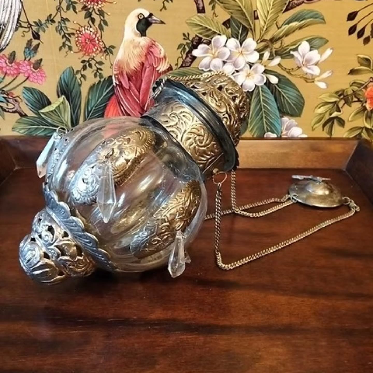 Victorian Style Ornate Hanging Hall Lantern tea light with Cut Glass Drops | https://share.google/aQaOZrjtZTJN8S1bK #stufftoyouandme