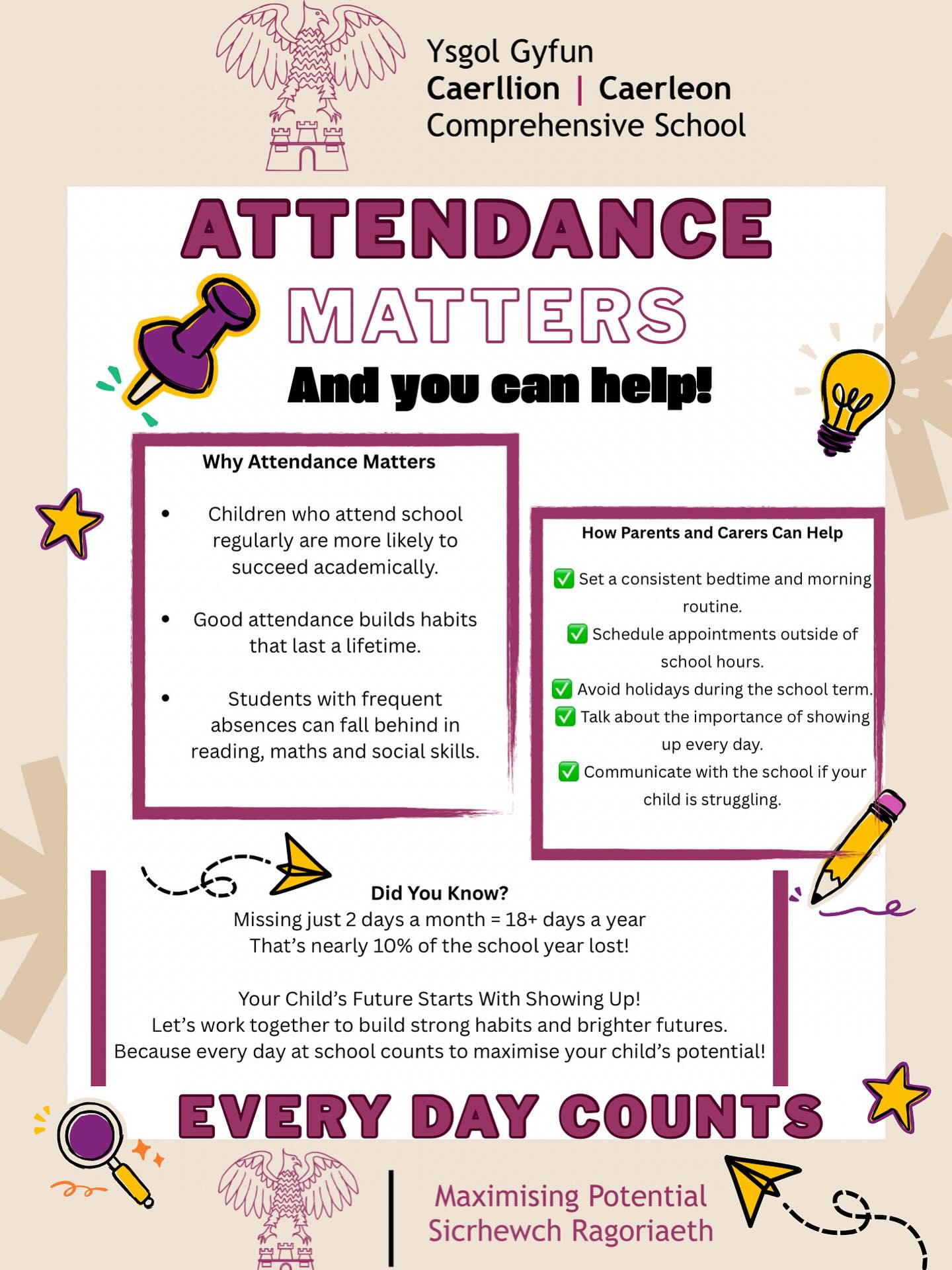 ⚠️Attendance Matters⚠️
We are delighted to have all our students back at school. Attending regularly is key to ensuring every learner reaches their full potential. If you need support for your child to attend school then please contact us. 📝 🏫
#attendancematters #school #wellbeing #maximisepotential