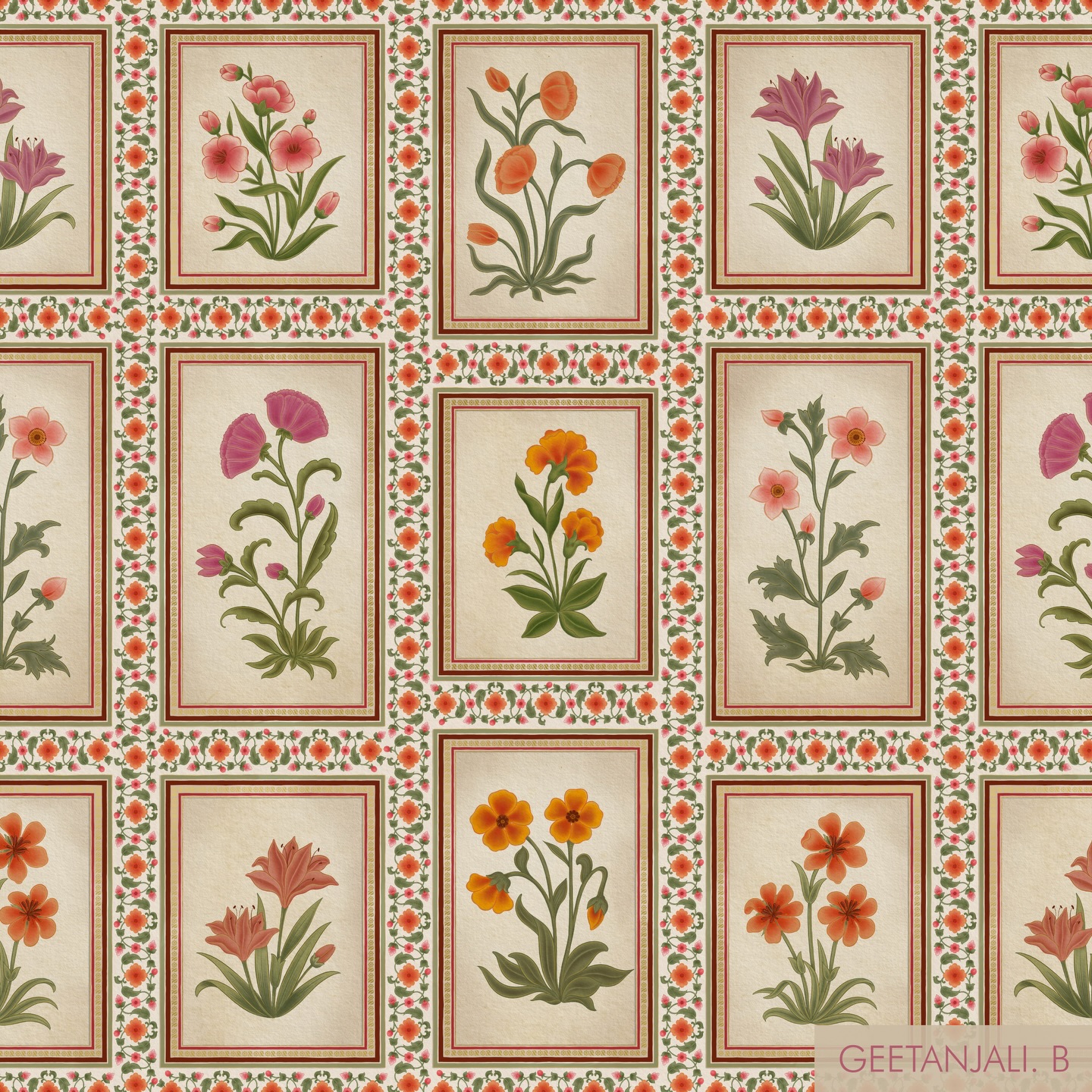 ✨🌟Royal Wildflower Panels is my entry for this week’s Spoonflower design challenge 💓❤️
.
.
#spoonflower #spoonflowerdesignchallenge #spoonflowerchallenge #mughalart #surfacepatterns ❤️