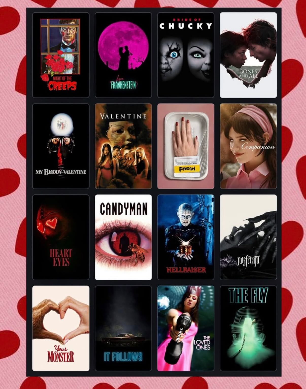 It’s officially Valloween week. I’ve already watched Lisa Frankenstein (one of the BEST!) but plan on watching a few more of these before Saturday. Here are some more recommendations too. Do you have any good Valloween (or regular Valentine’s Day) movies? ❤️🖤😈
Images reposted from @livingdeadzara & @redplanetvideo
#valloween #spookyvalentine #valentinesday #gothvalentine #bloodyvalentine
