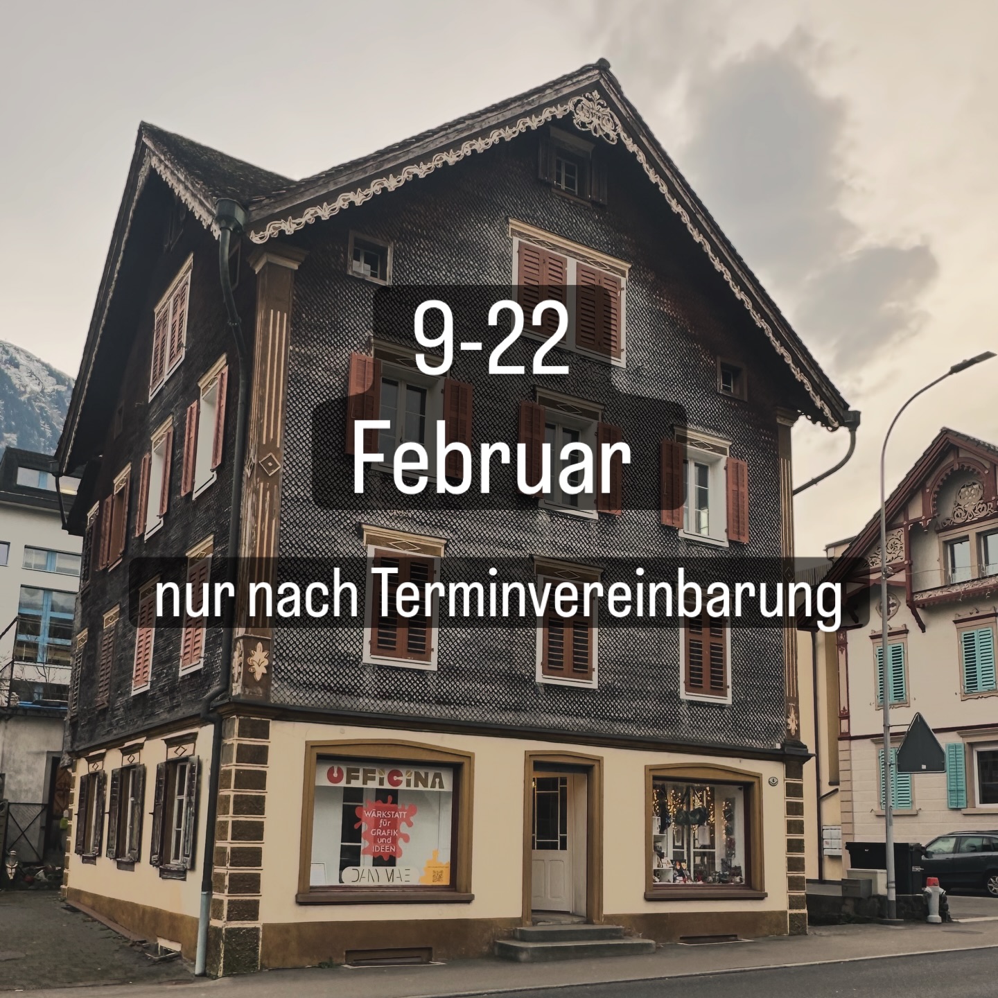 Vom 9. bis 22. Februar bleibt das Büro geschlossen.
Die Arbeit wird regulär fortgesetzt, Termine sind nach Vereinbarung möglich.