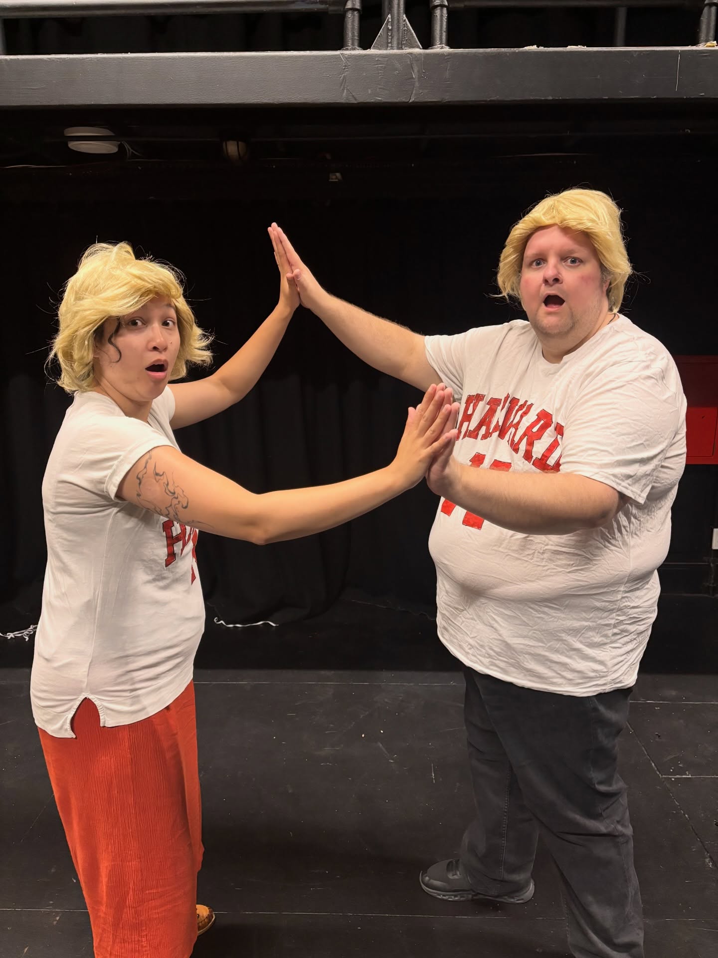 You might be seeing double but these are in fact two completely different actors! Cassandra Tse and Mike Bryant and they’re not related at all!
It’s all talent, hard work and expensive ($13) wigs that creates the illusion of the Winklevoss Twins for The Social Network: Call Me By Your Screen Name
Honestly, we wish these two had played them in the movie for real as opposed to the other guy 🍽️👎
Catch so much more dumb goofs and far too many props for a fringe show next week at Once Upon a Time in Homowood. Just six days away!
17-21 February
@bats_theatre
Ticket link in bio