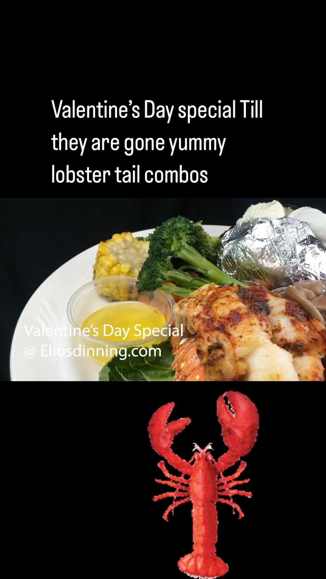 V-Day Special Shrimp Lobster @eliosdining San Leandro
Be our Valentine at Elio’s Family Restaurant! Starting #valentinesday till they’re gone. 8 oz lobster with 8oz. Filet Mignon 8oz, or 5 Wild Jumbo #shrimp. Pick your combo, it’s all good! Come in for details for details. Now they all run out! Elio’s Family Restaurant https://eliosdining.com/
Elios Family Restaurant,
260 Floresta Blvd, San Leandro, CA 94578, USA See you soon.
(510) 351-0463
Hours Open Daily 7:30 am 9pm
Music certified
#jumboshrimp #ValentinesDay #special #sanleandro