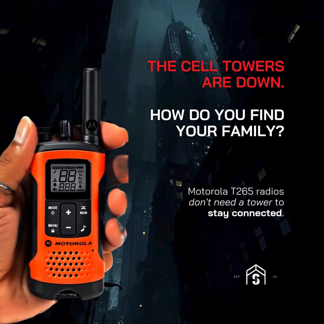Your smartphone is useless without a network, but these Motorola T265 radios don't need a tower to work. Ensure your family can always find their way back to each other, no matter what. Always be ready.
#TheSuburbanSurvivalist #SuburbanSurvivalist #SuburbanSurvivalStore #SupplyChainSafety #WWIII #GridDown #SurvivalTools #Motorola