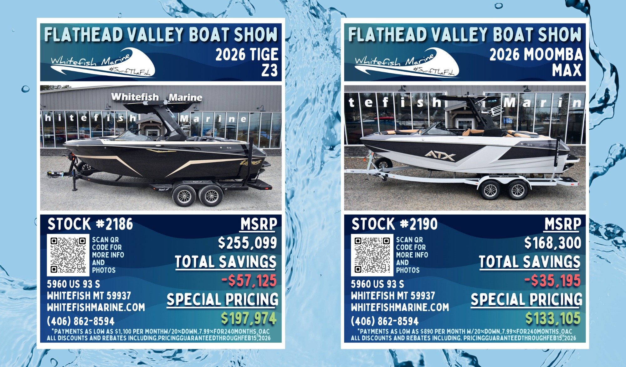 If you're considering purchasing a boat this year, you do not want to miss the Flathead Valley Boat Show this weekend. Whitefish Marine will showcase over 20 top-of-the-line boats with total combined savings exceeding a half a million dollars! Take advantage of special show-only discounts and manufacturer rebates this weekend at the Flathead County Fairgrounds. We’ll see you there! ⚓️