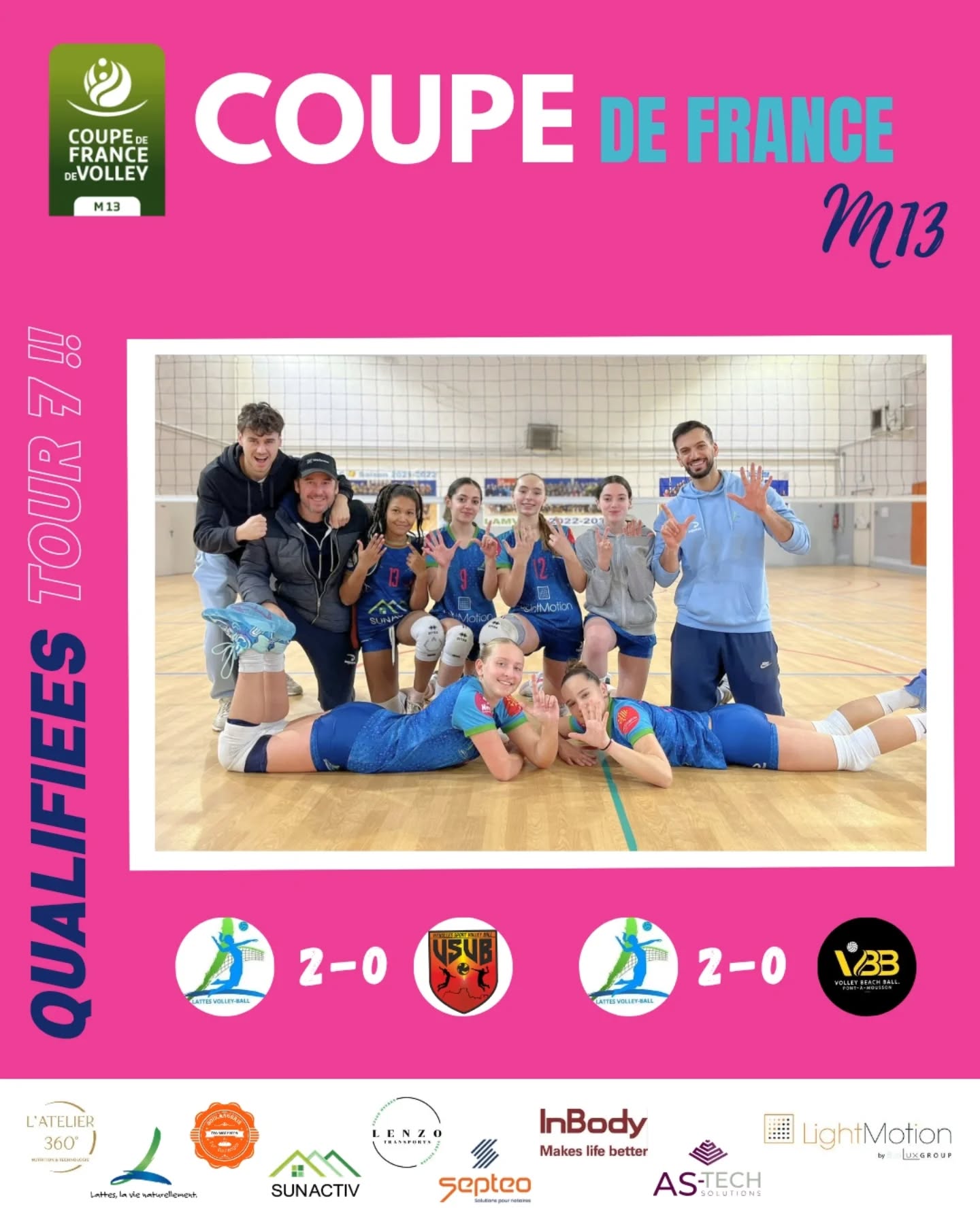 🏆 🅲🅾🆄🅿🅴 🅳🅴 🅵🆁🅰🅽🅲🅴 🏆
Deux nettes victoires pour nos M13, qui assurent elles aussi leur qualification pour le 7ème tour du 15 mars !
✅️ Lattes Vs Vitrolles : 25/13 - 25/20
✅️ Lattes Vs Pont à Mousson : 25/19 - 25/11
Felicitations aux joueuses et aux encadrants, Ali, Thierry et Nathan 💪
Et un grand merci aux dirigeants & bénévoles pour l'organisation du jour 🫶
#volleyball #volleyballlife #lattesvolley #coupedefrance #coupedefrancefeminine