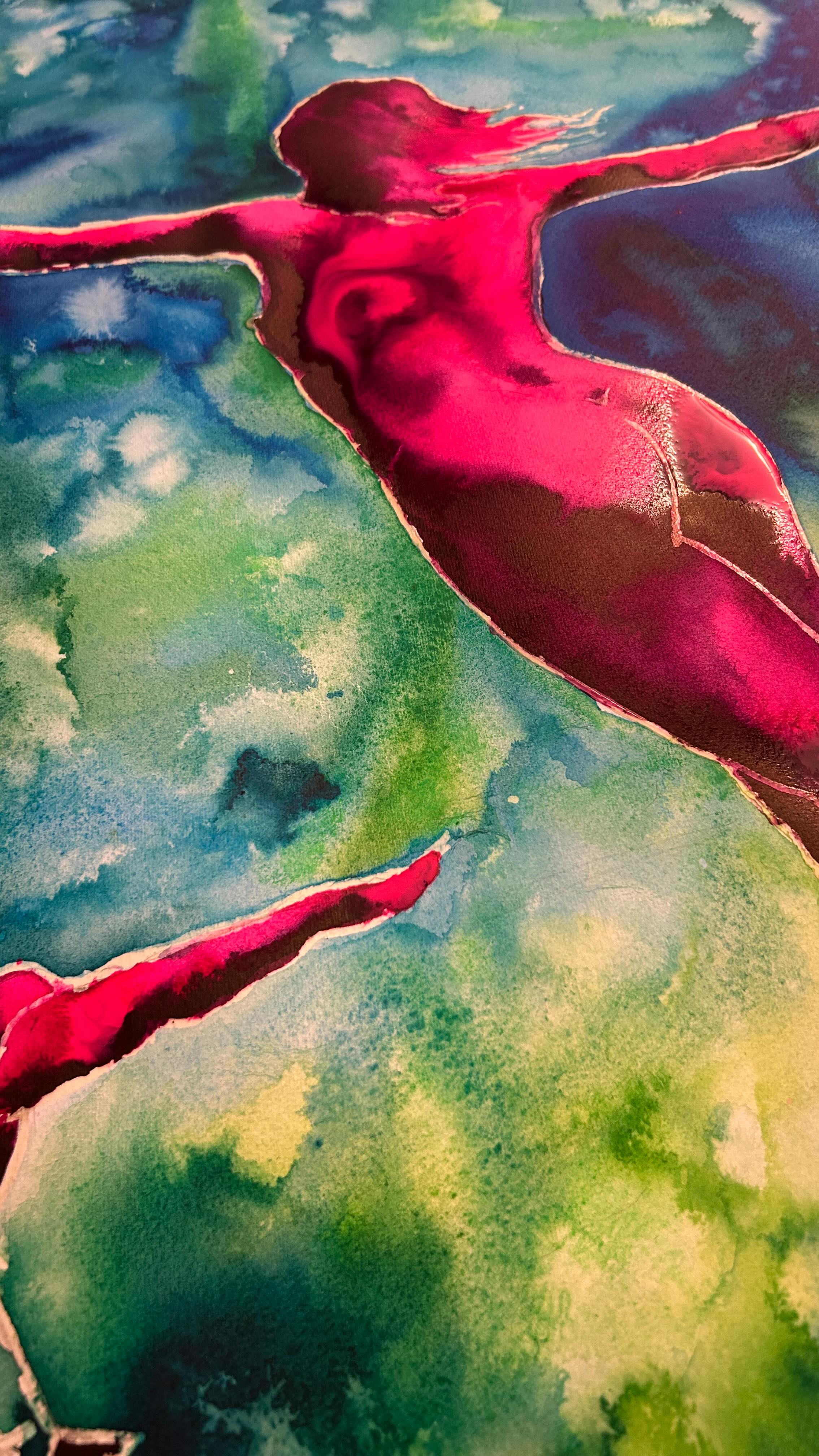Il controllo è un’illusione, soprattutto con l’acquerello.
Guardate come il pigmento sfida i confini della figura. Sto lavorando per contrasti estremi: la precisione del corpo contro l’anarchia dell’acqua. La sfida qui è non permettere al blu di spegnere quel fuoco magenta, ma di farlo brillare di più.
Questo è solo il secondo strato. Il bello (e il difficile) deve ancora venire…
#watercolorpainting #artprocess #magenta #pitturacontemporanea #sogniinacquerello